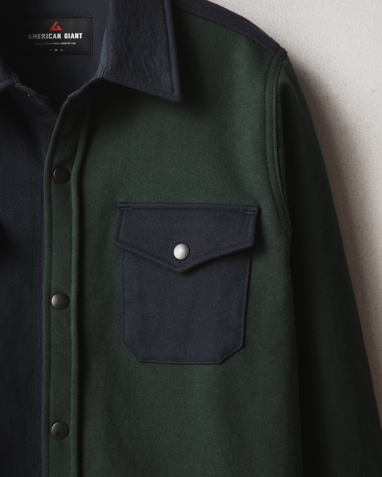 Unisex Redwood Fleece Overshirt - Green Navy - Image 2