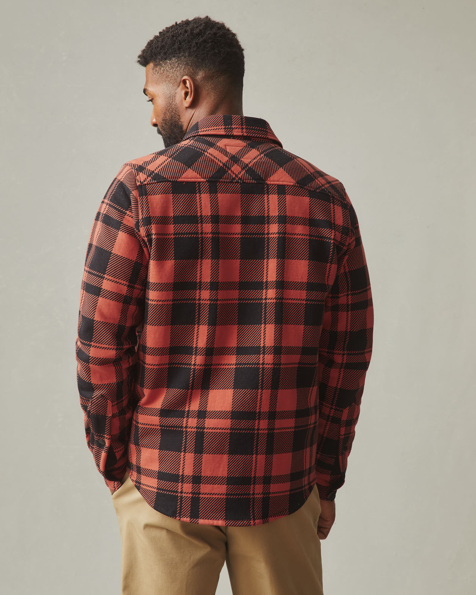 Unisex Redwood Fleece Overshirt - Habanero Plaid - Image 6