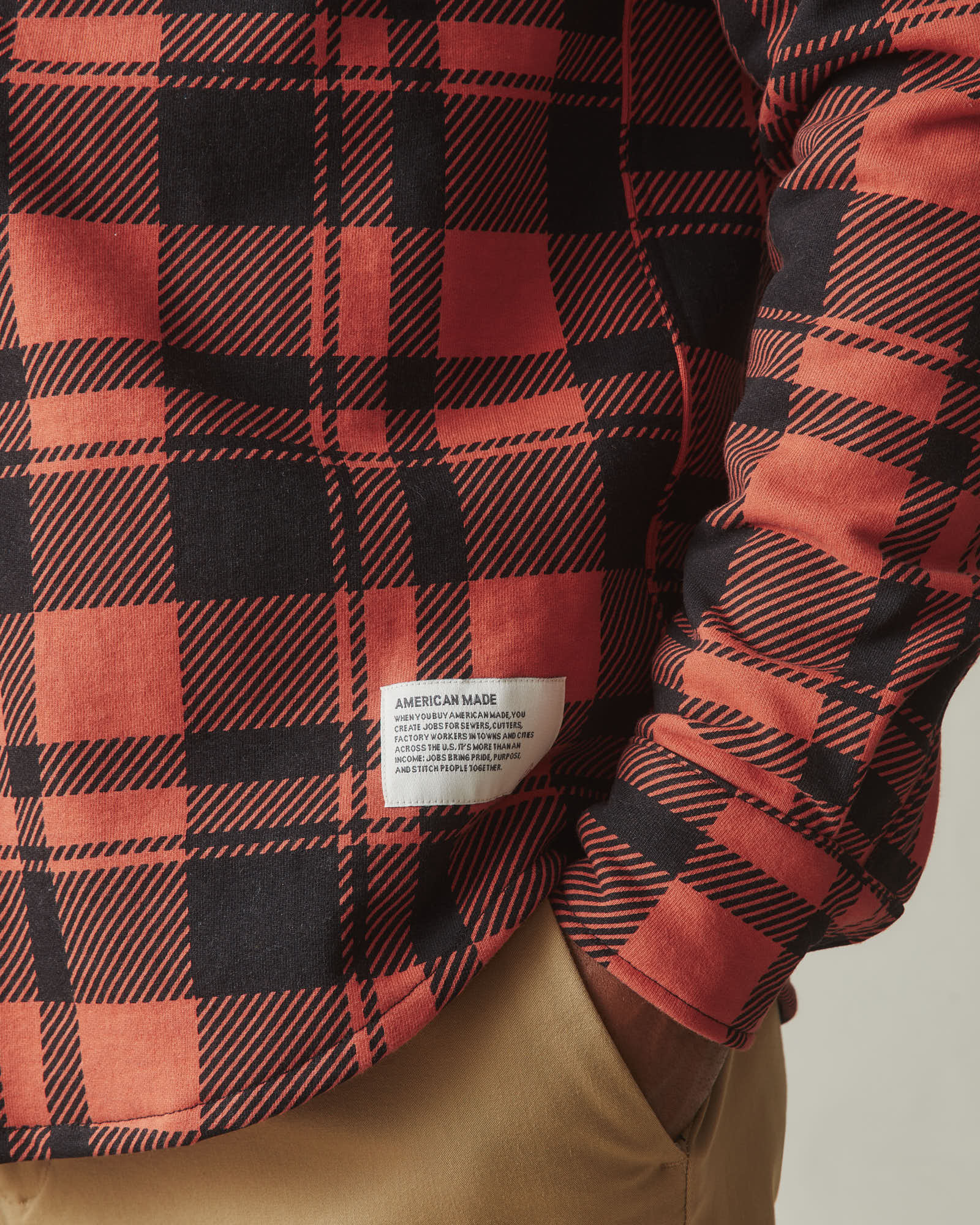 Unisex Redwood Fleece Overshirt - Habanero Plaid - Image 7