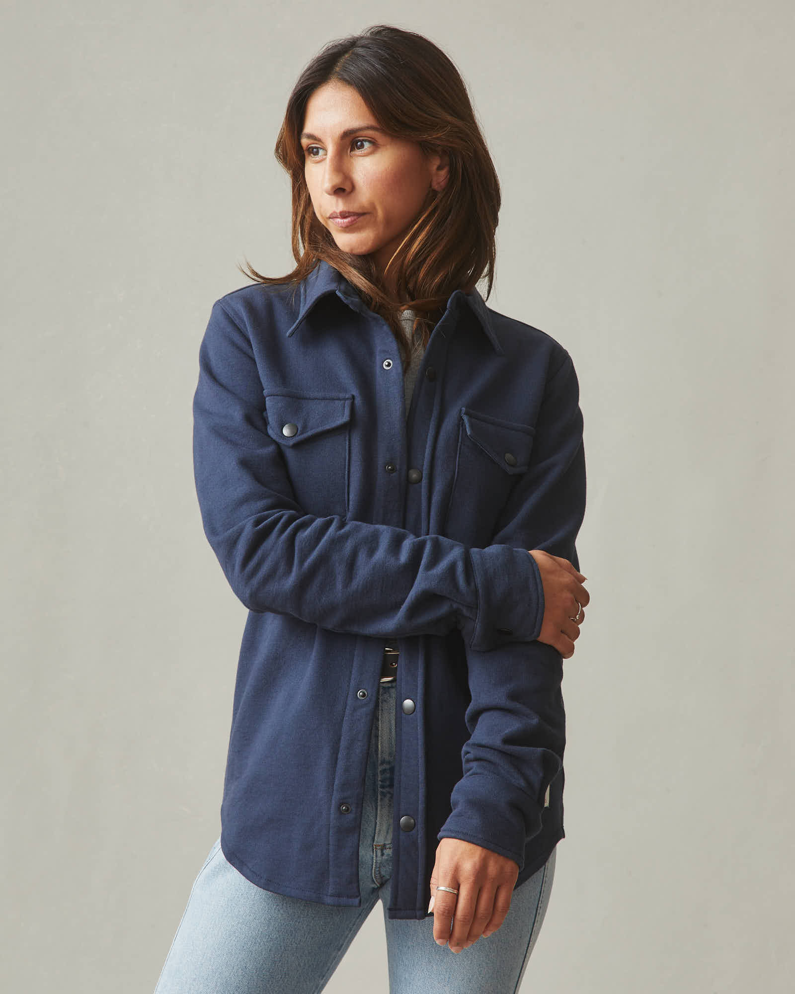 Unisex Redwood Fleece Overshirt - Heritage Navy - Image 3
