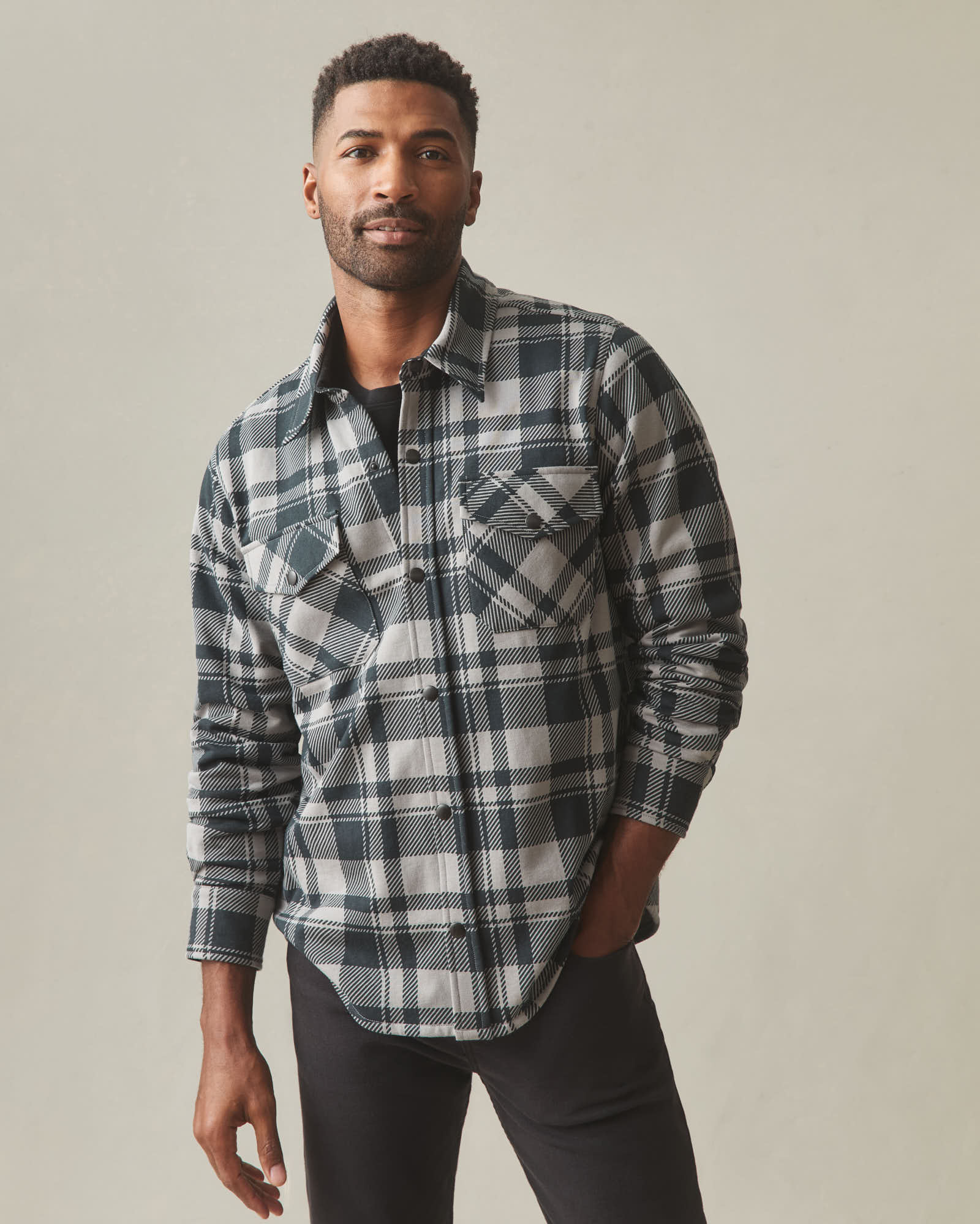 Unisex Redwood Fleece Overshirt - Silent Storm Plaid - Image 2
