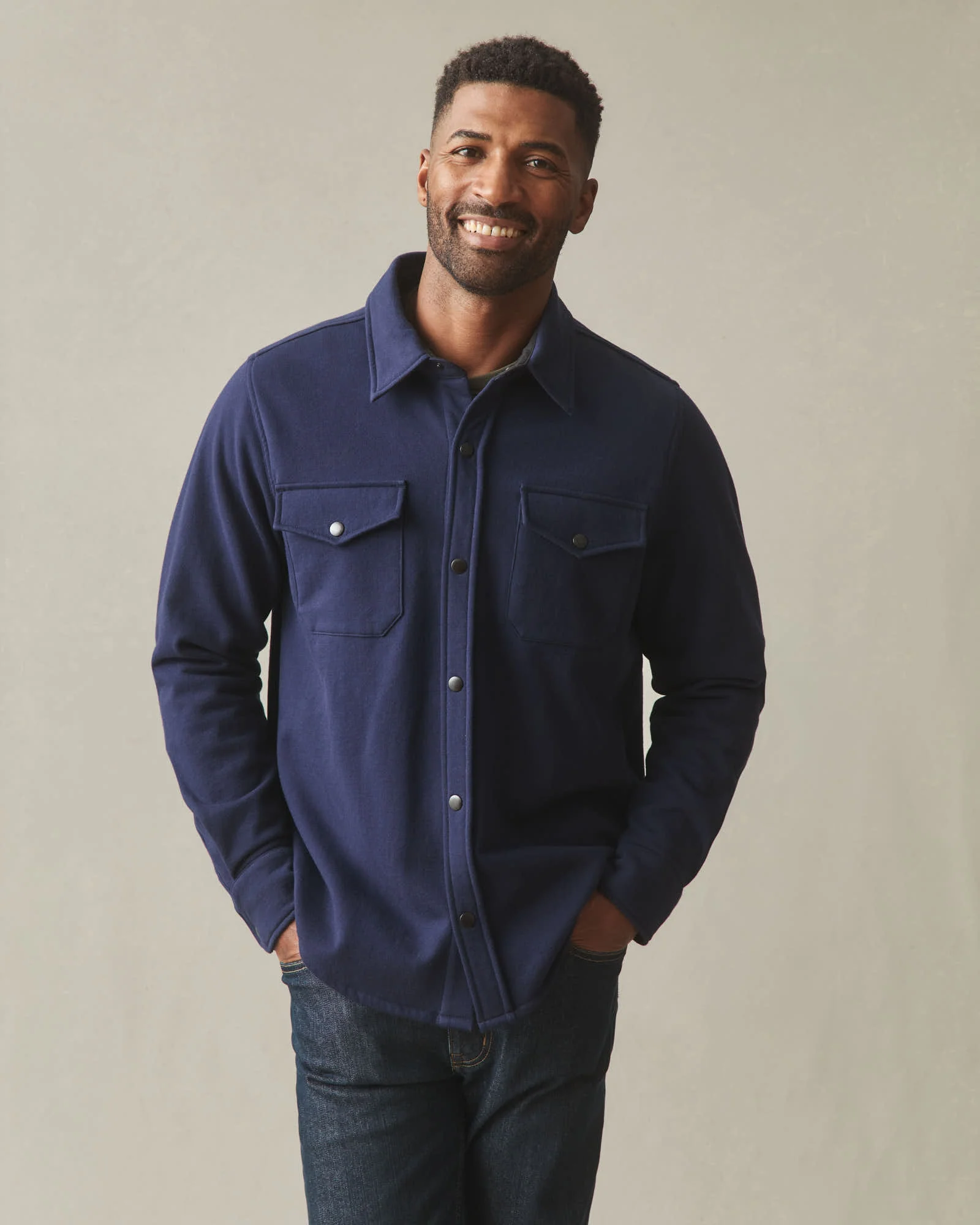 Unisex Redwood Fleece Overshirt - True Navy - Image 2