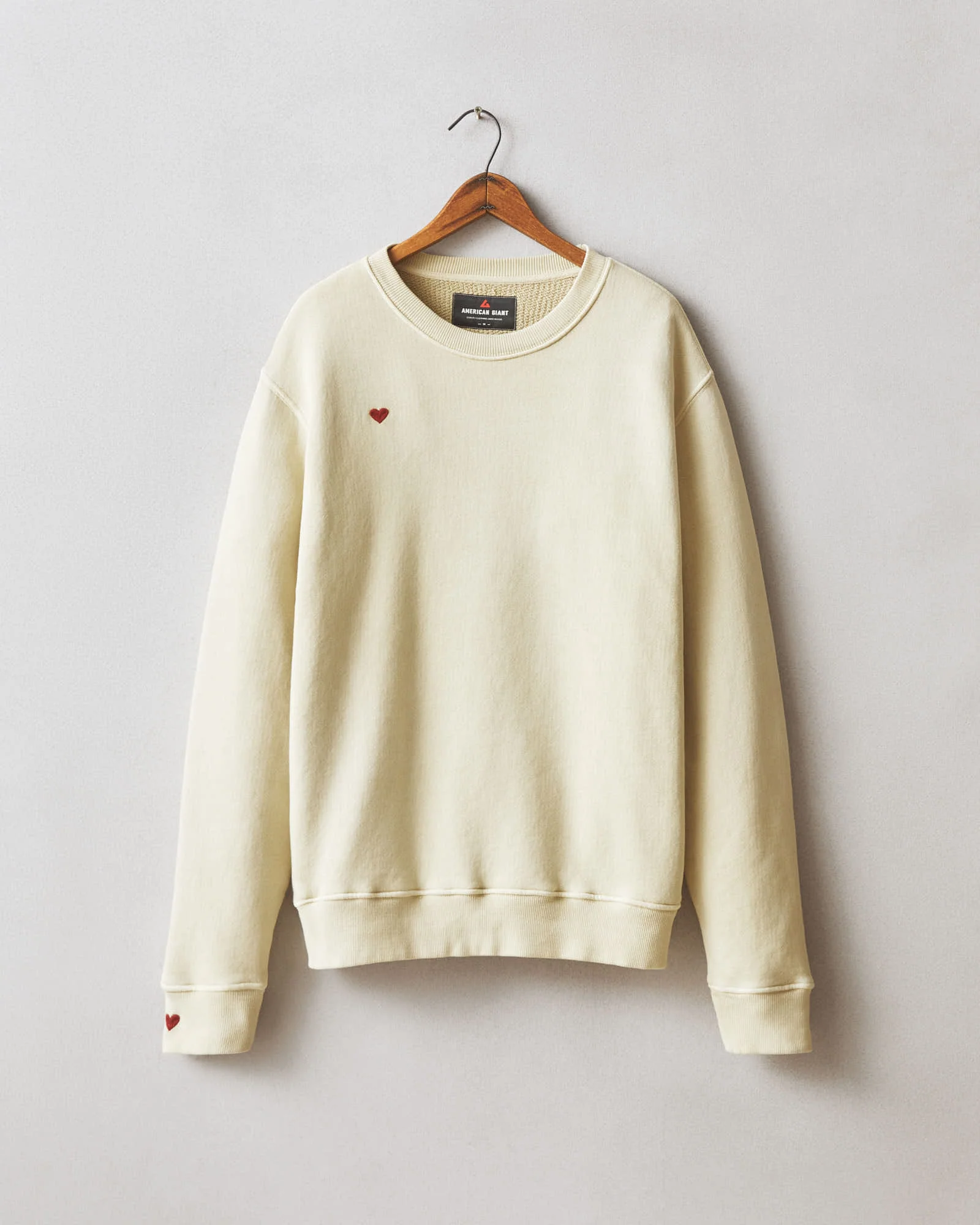 Unisex Relaxed French Terry Crew Sweatshirt - Valentine's Day - Pale Khakhi