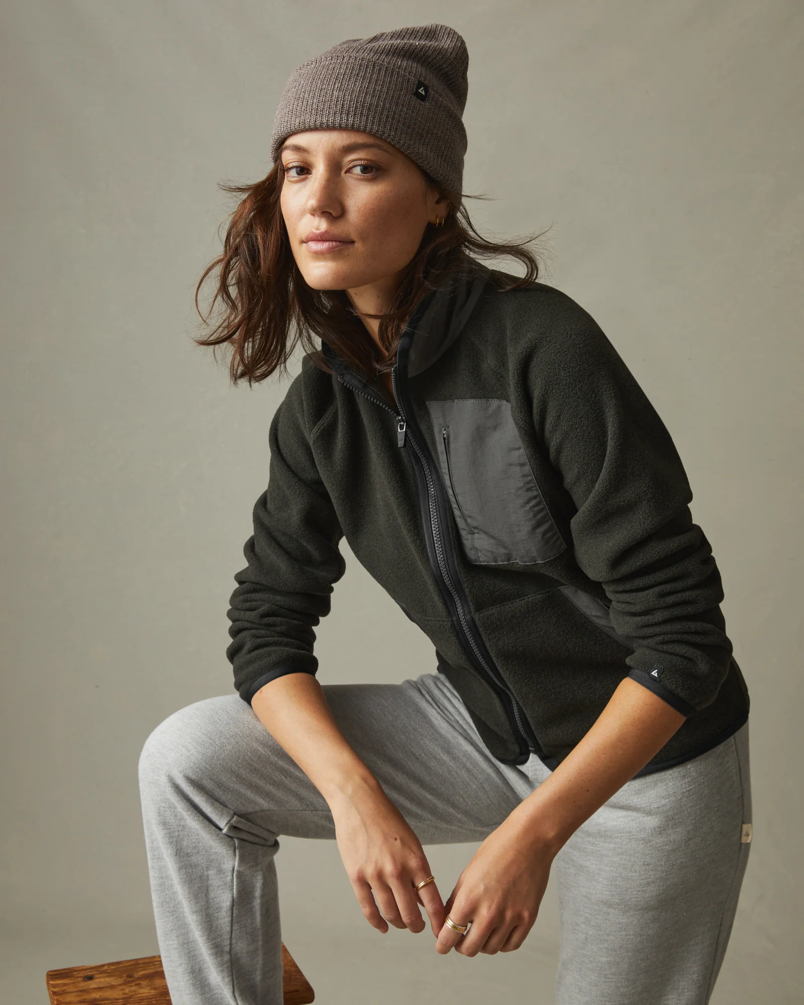 Women's Active Fleece Full Zip - Vintage Black - Image 6