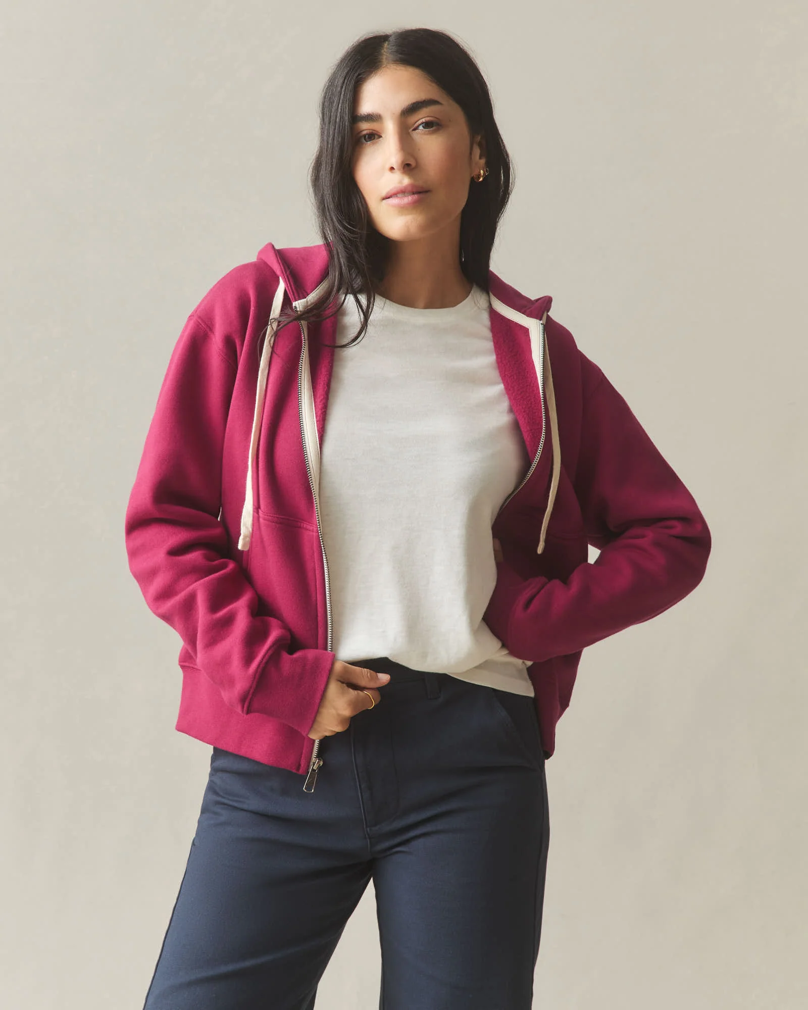 Women's Midweight Full Zip - Beet Red - Image 3