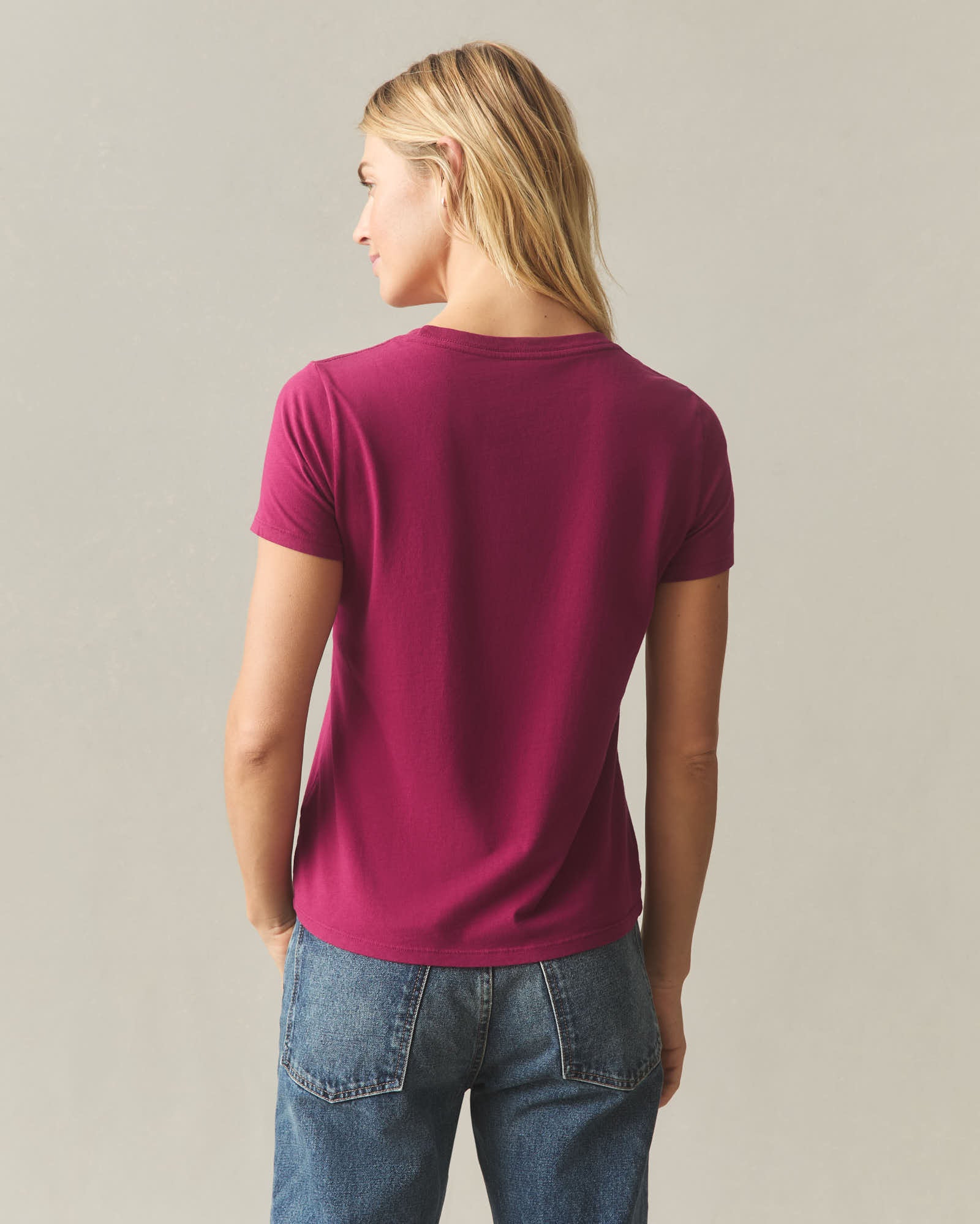 Women's Classic Cotton Crew Tee - Beet Red - Image 4