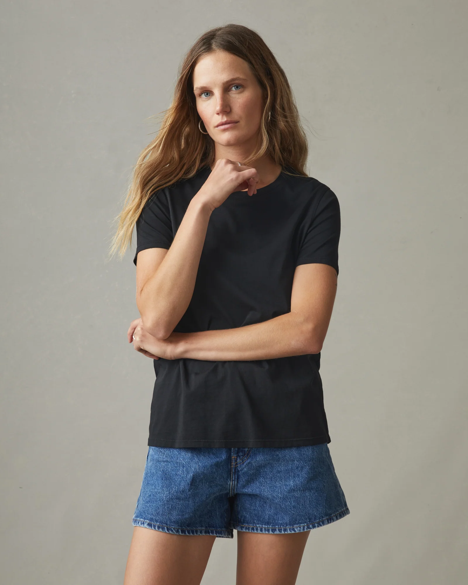 Women's Classic Cotton Crew Tee - Black - Image 2
