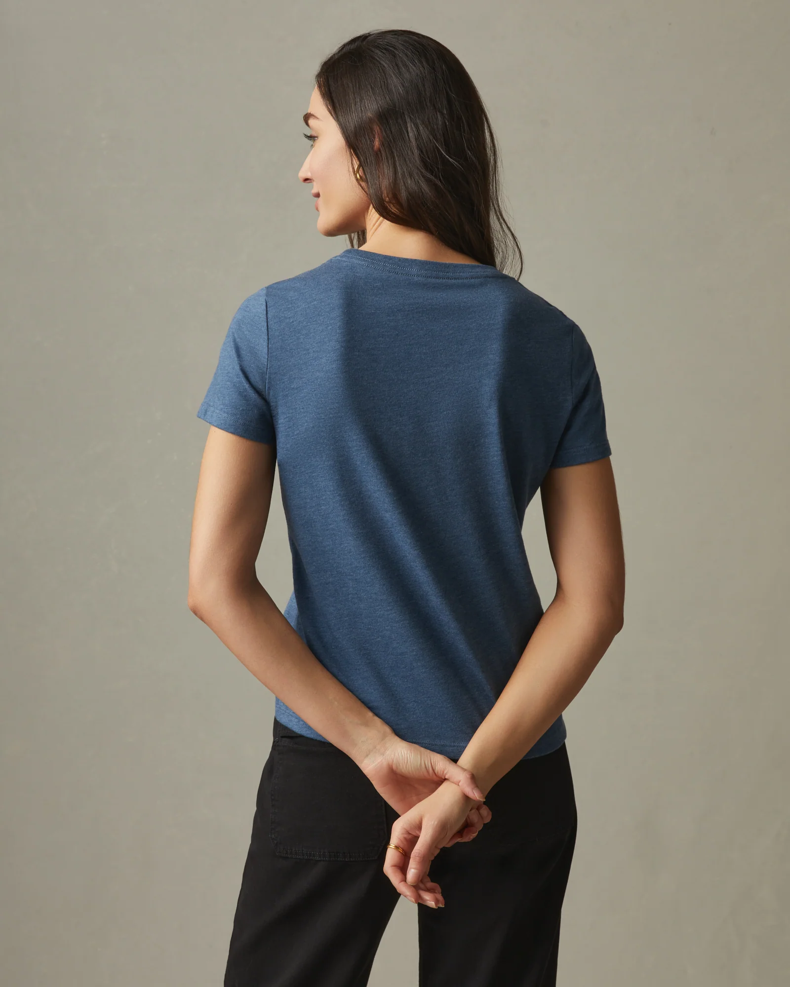 Women's Classic Cotton Crew Tee - Blue Storm Heather - Image 2