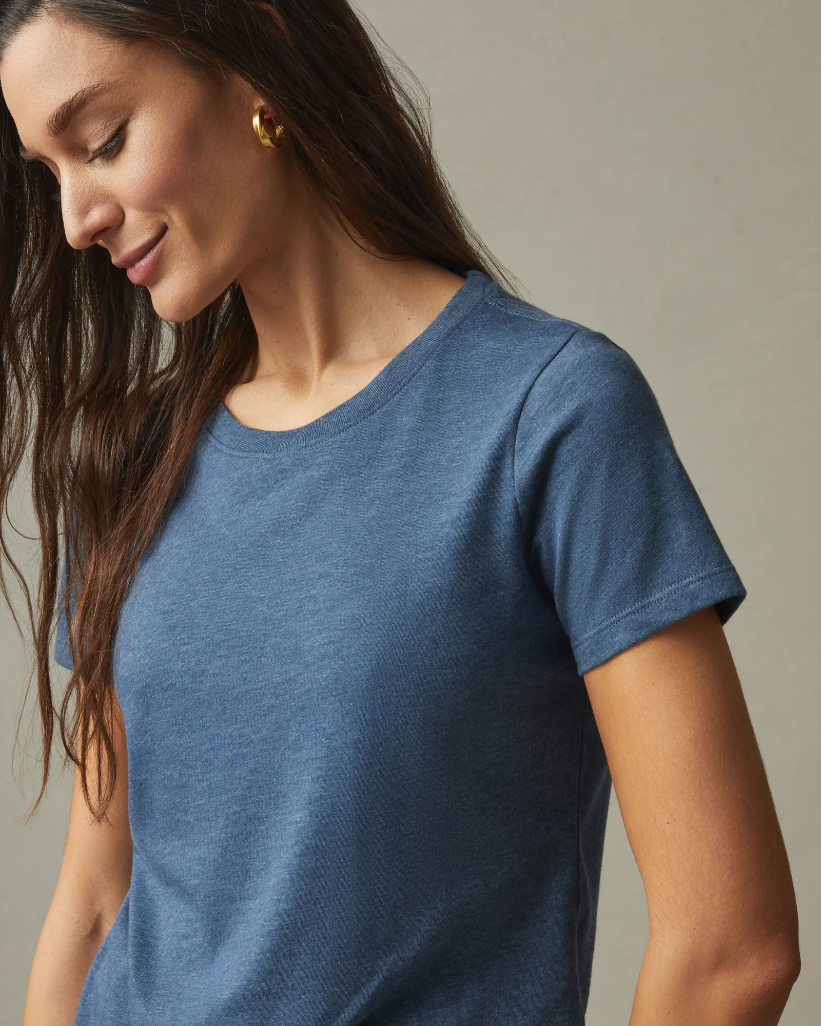 Women's Classic Cotton Crew Tee - Blue Storm Heather - Image 3
