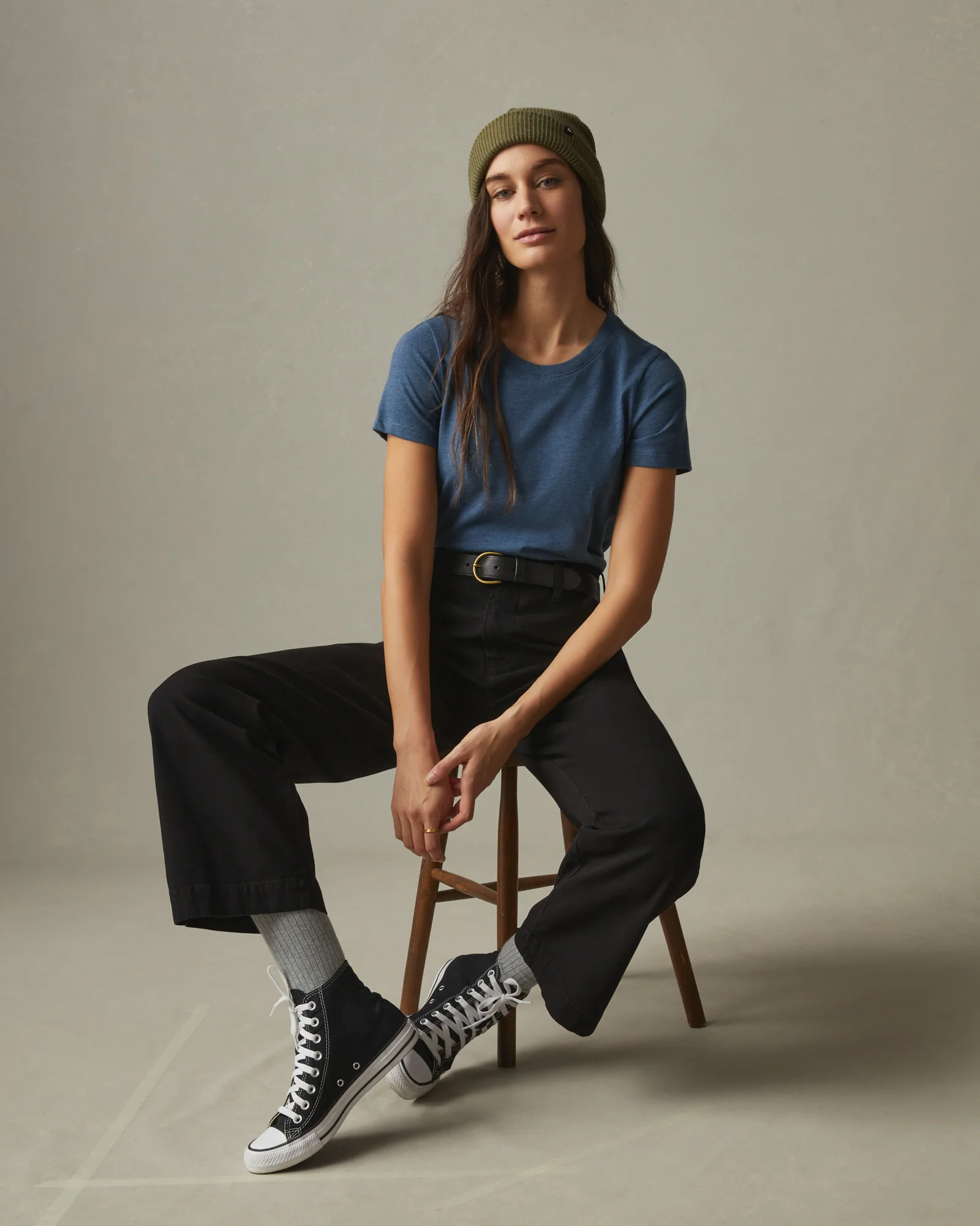 Women's Classic Cotton Crew Tee - Blue Storm Heather - Image 4