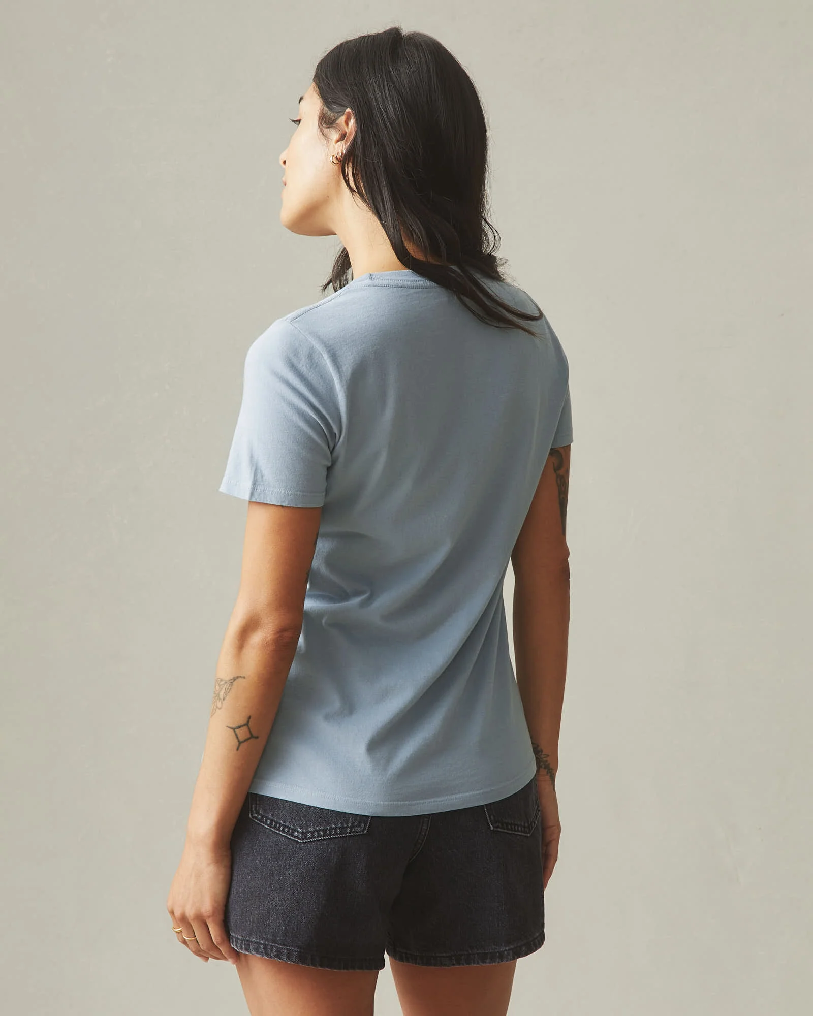 Women's Classic Cotton Crew Tee - Blue Stream - Image 3