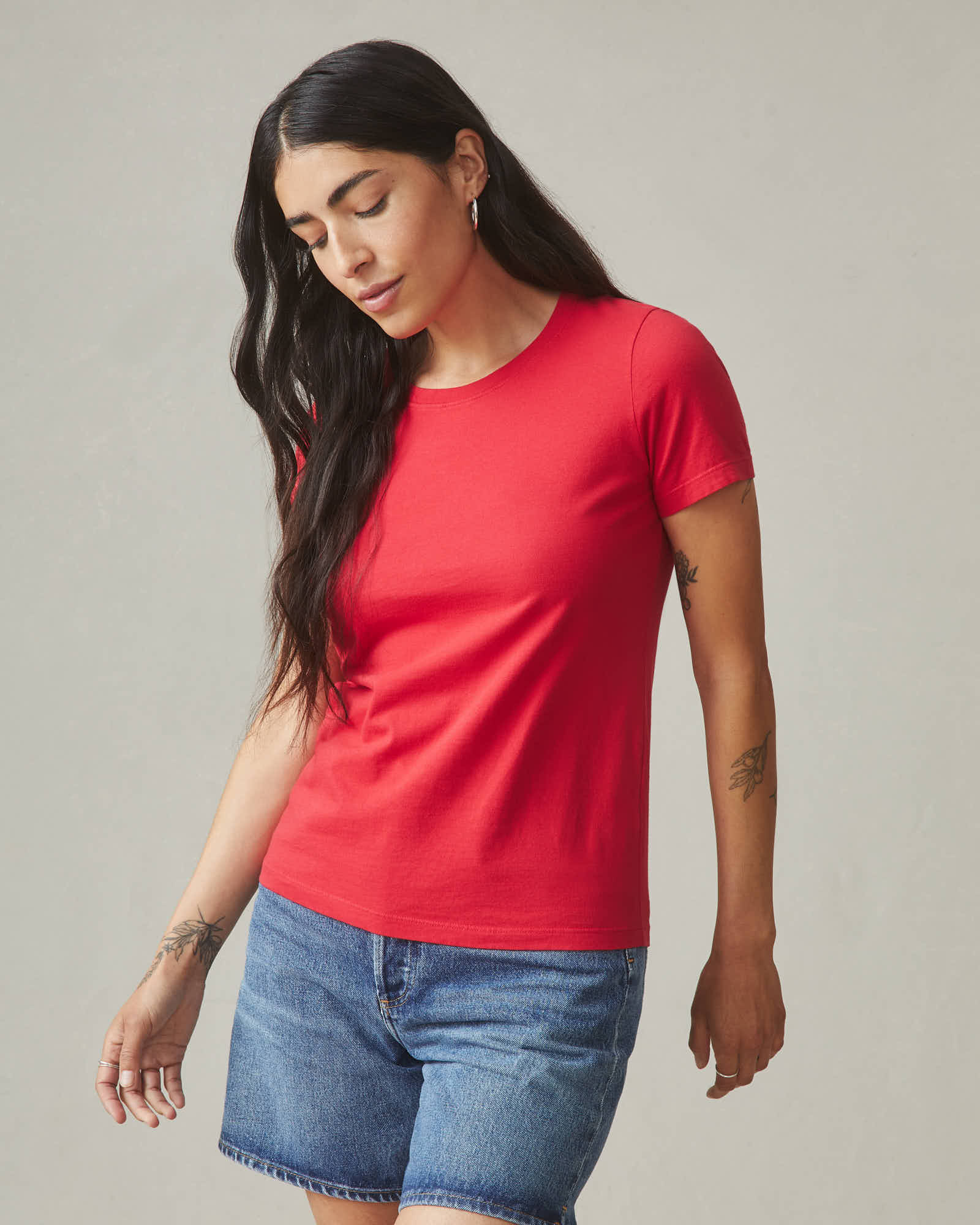 Women's Classic Cotton Crew Tee - Tango Red - Image 5