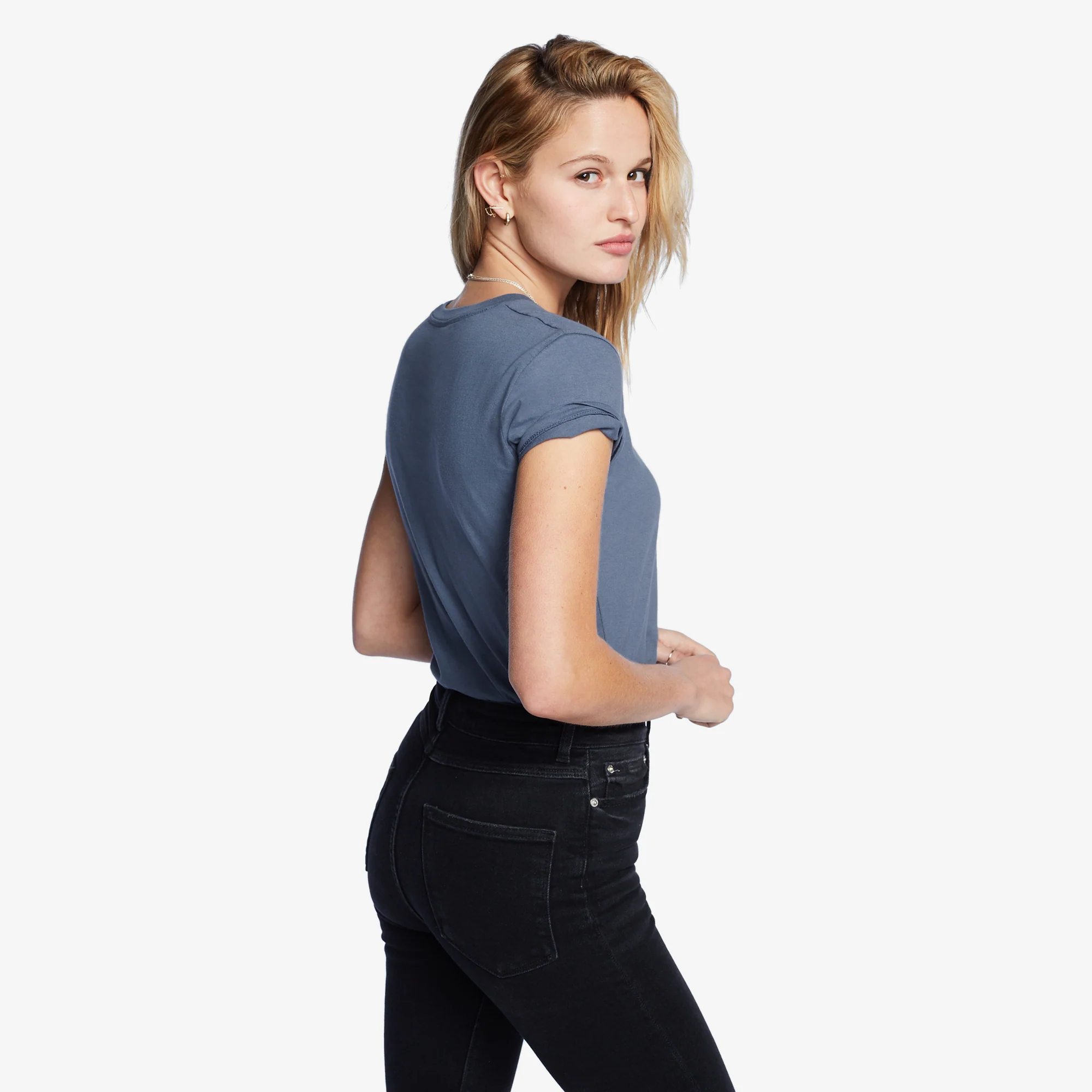 Women's Classic Cotton Crew Tee - Washed Navy - Image 5