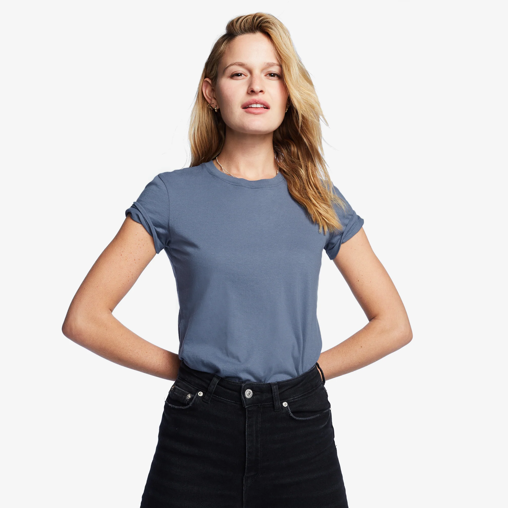 Women's Classic Cotton Crew Tee - Washed Navy - Image 6