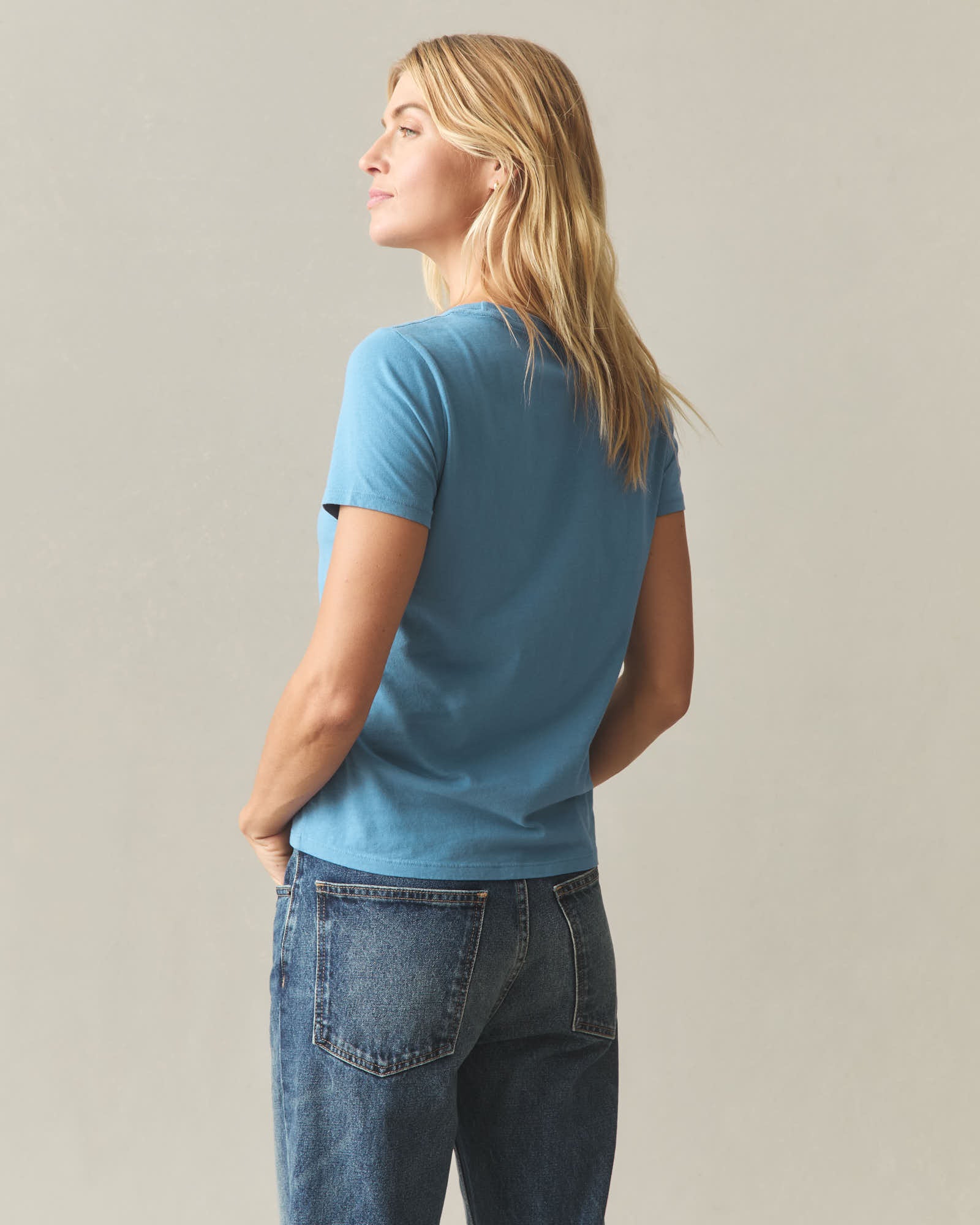 Women's Classic Cotton Crew Tee - Adriatic Blue - Image 2
