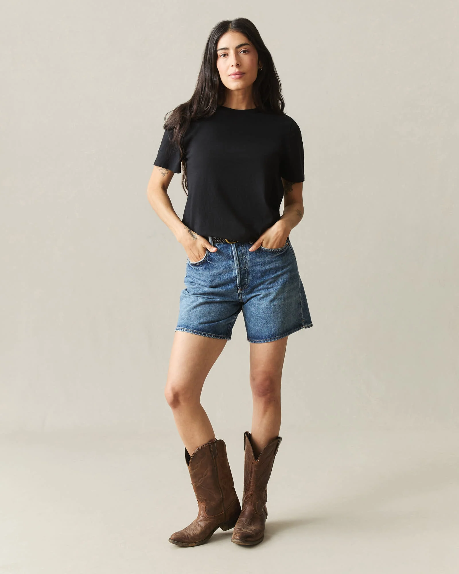 Women's Classic Cotton Crew Tee - Black - Image 5
