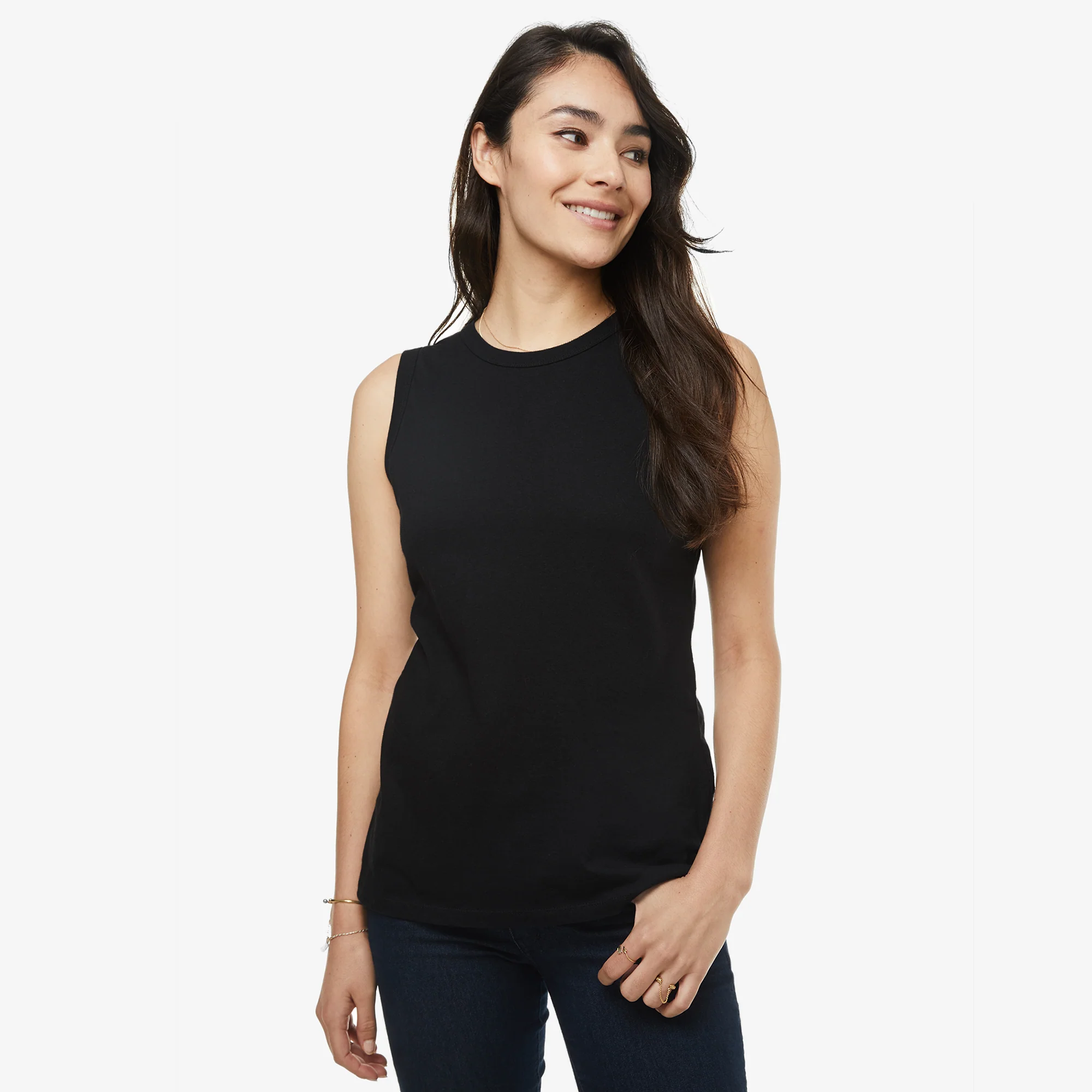 Women's Classic Cotton Muscle Tank - Black - Image 6
