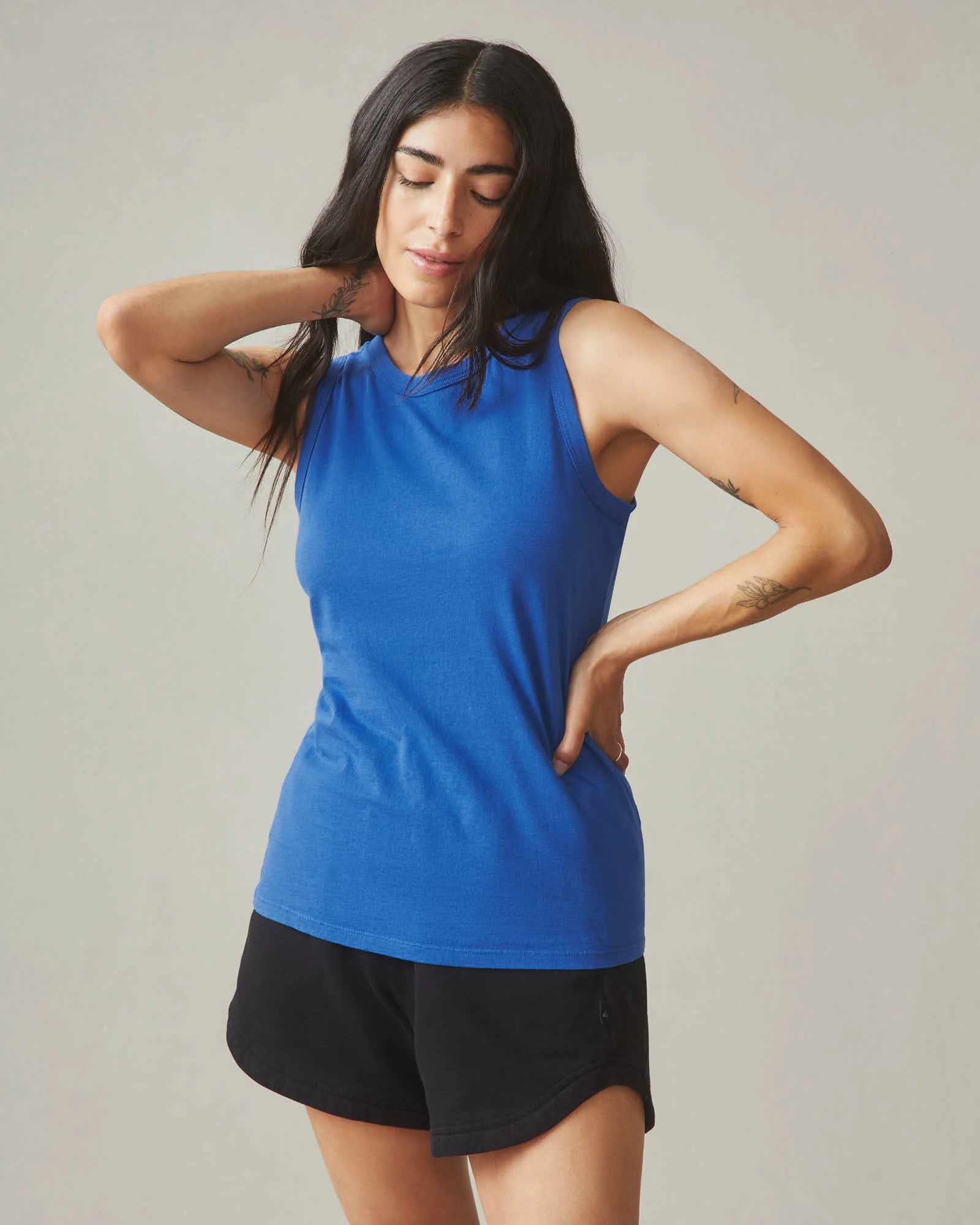 Women's Classic Cotton Muscle Tank - Blue Aura - Image 5