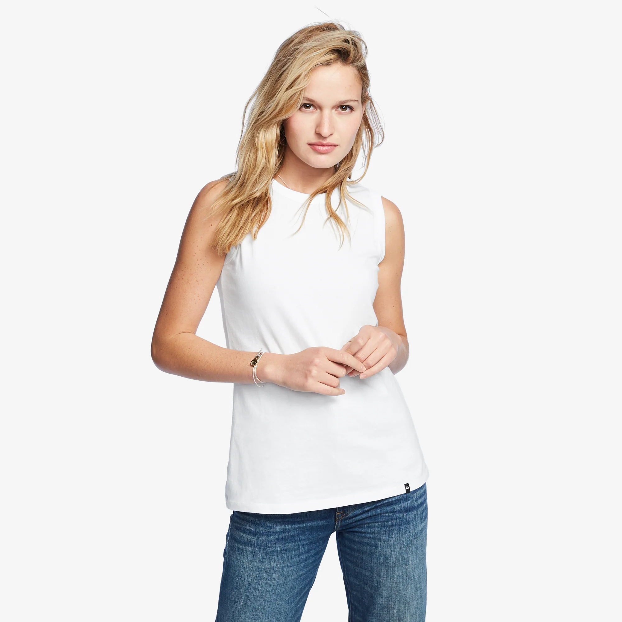 Women's Classic Cotton Muscle Tank - White - Image 5
