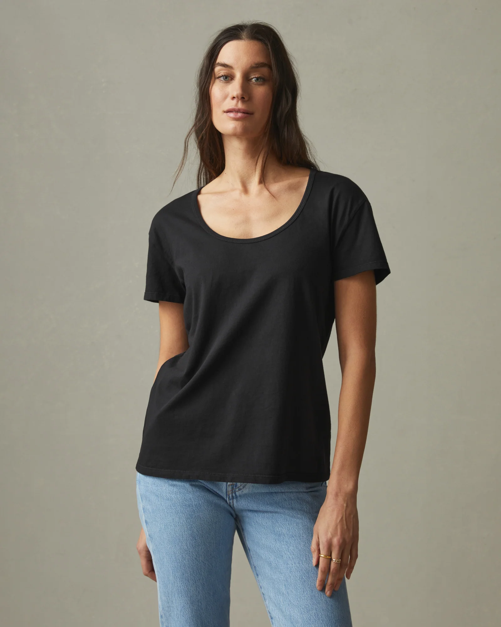 Women's Classic Cotton Scoop Tee - Black