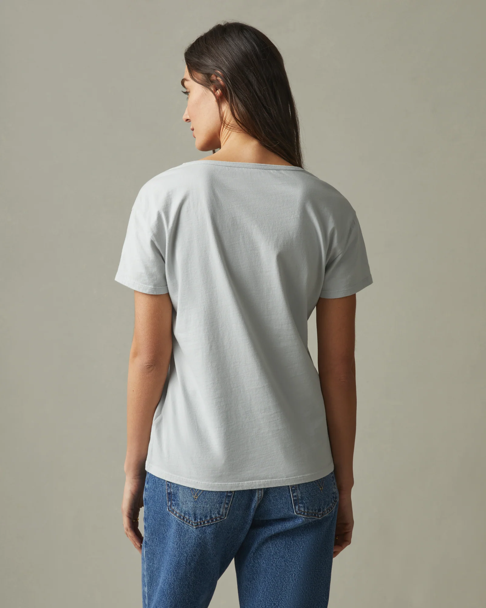 Women's Classic Cotton Scoop Tee - Pearl Blue - Image 3