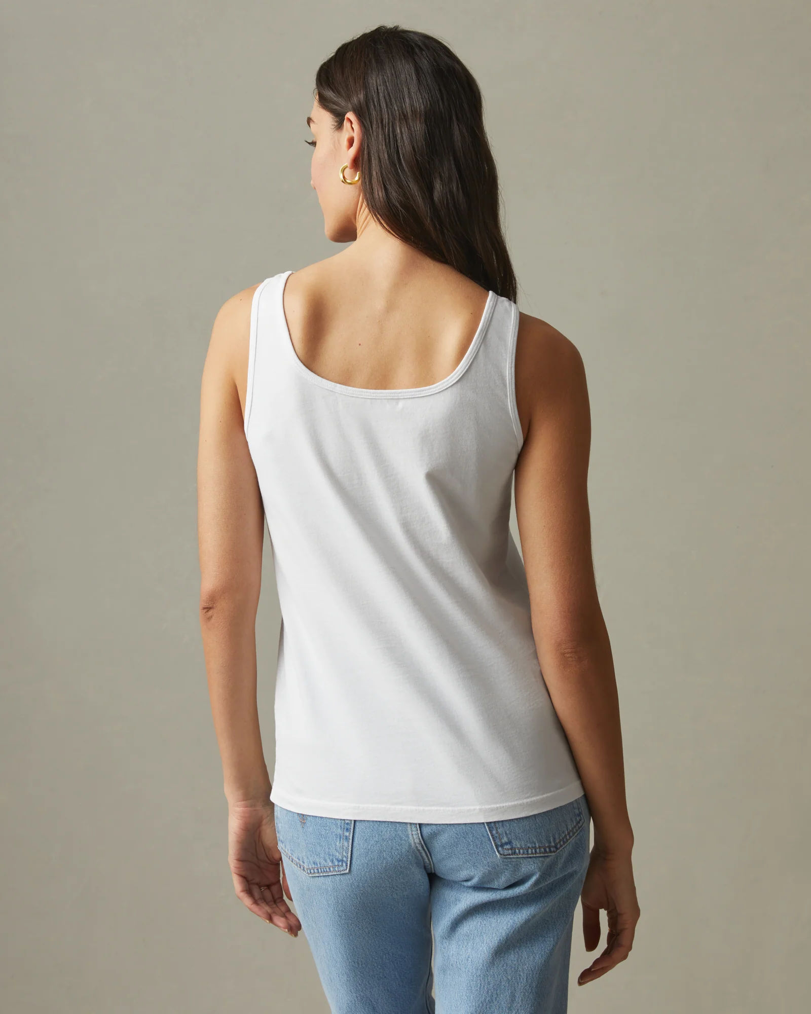 Women's Classic Cotton Scoop Tank - White - Image 2