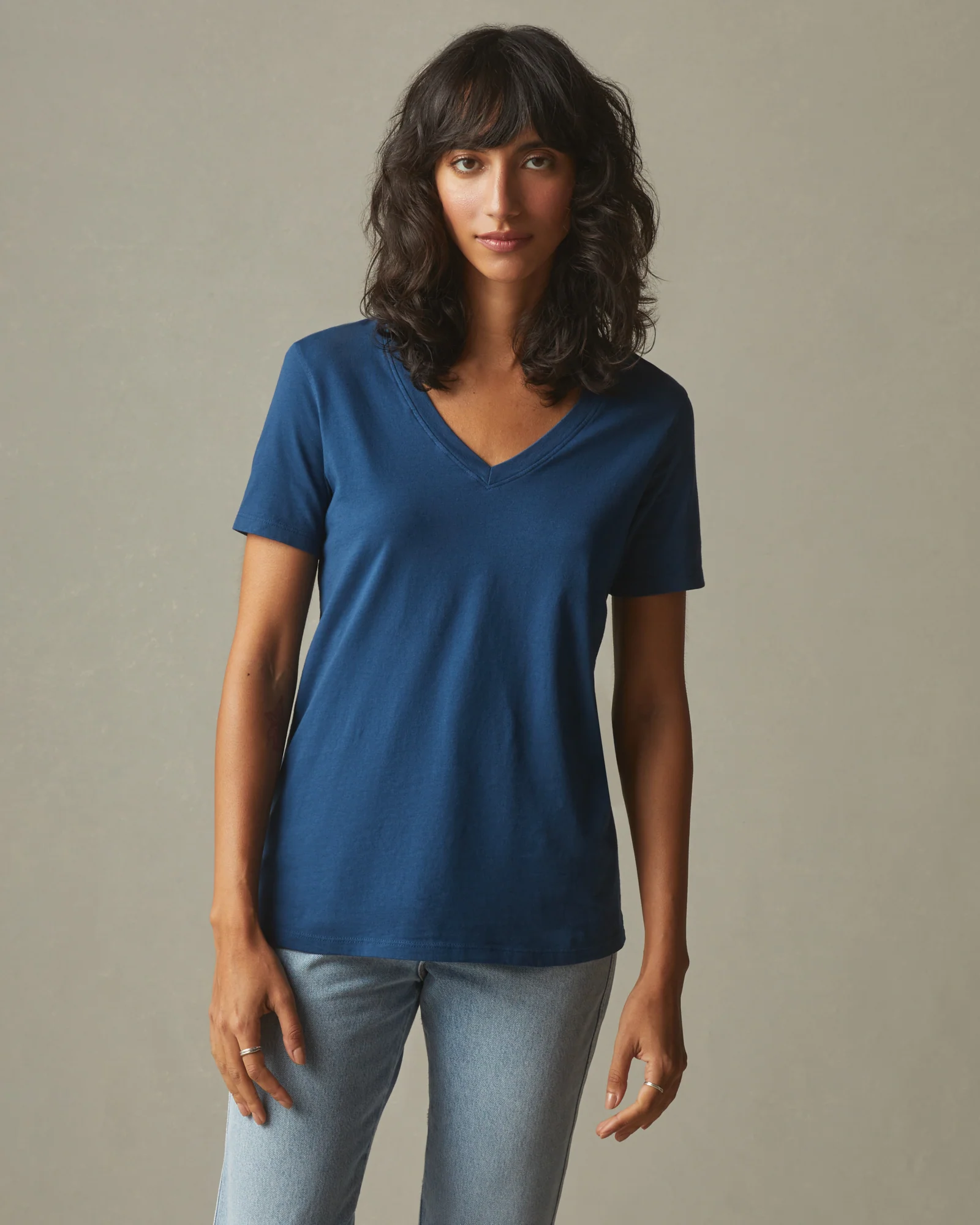 Women's Classic Cotton V-Neck Tee - Blue Storm
