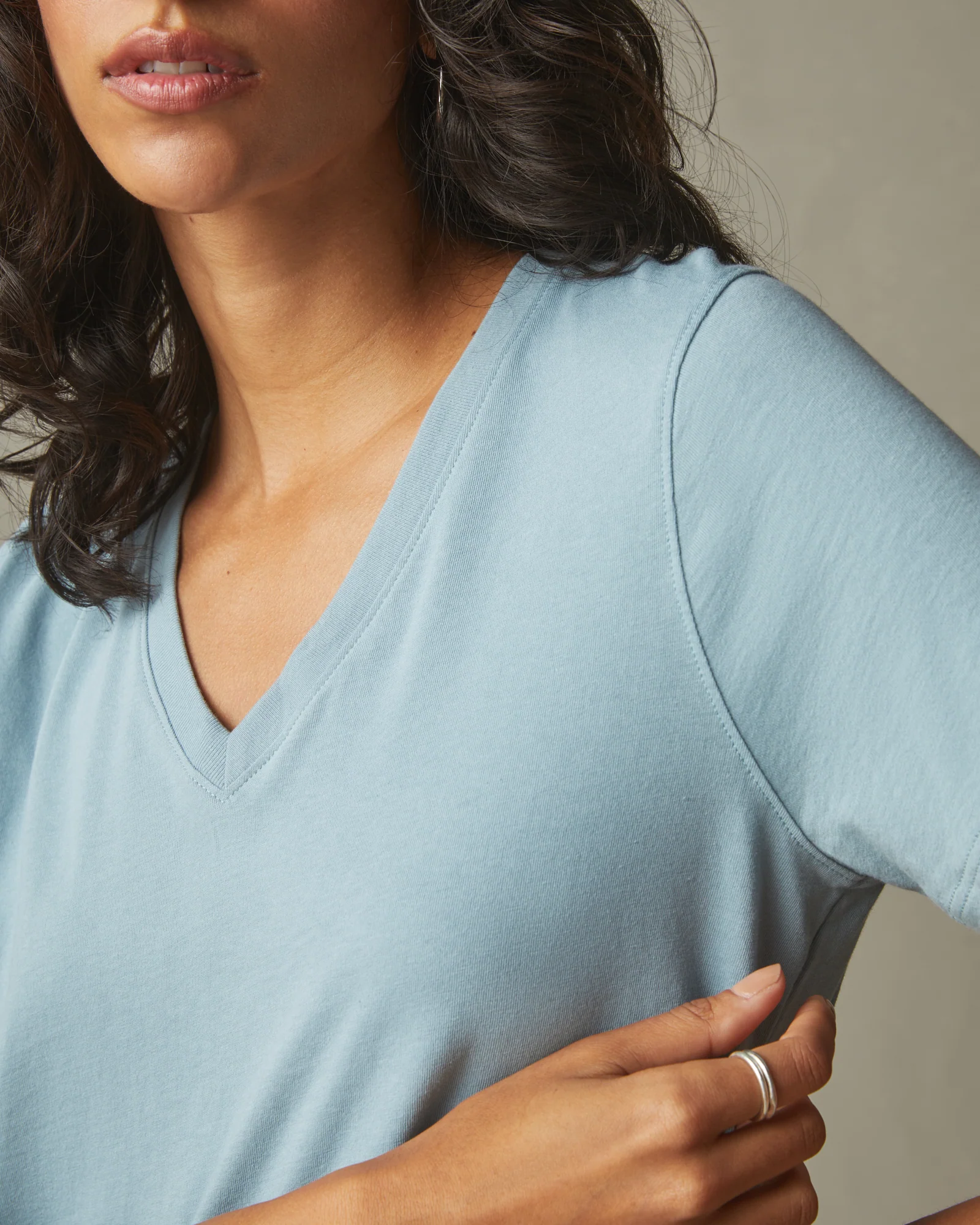 Women's Classic Cotton V-Neck Tee - Blue Stream - Image 3