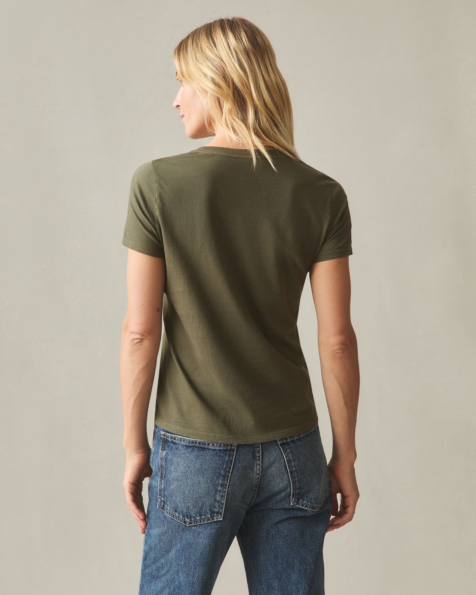 Women's Classic Cotton V-Neck Tee - Deep Olive - Image 4
