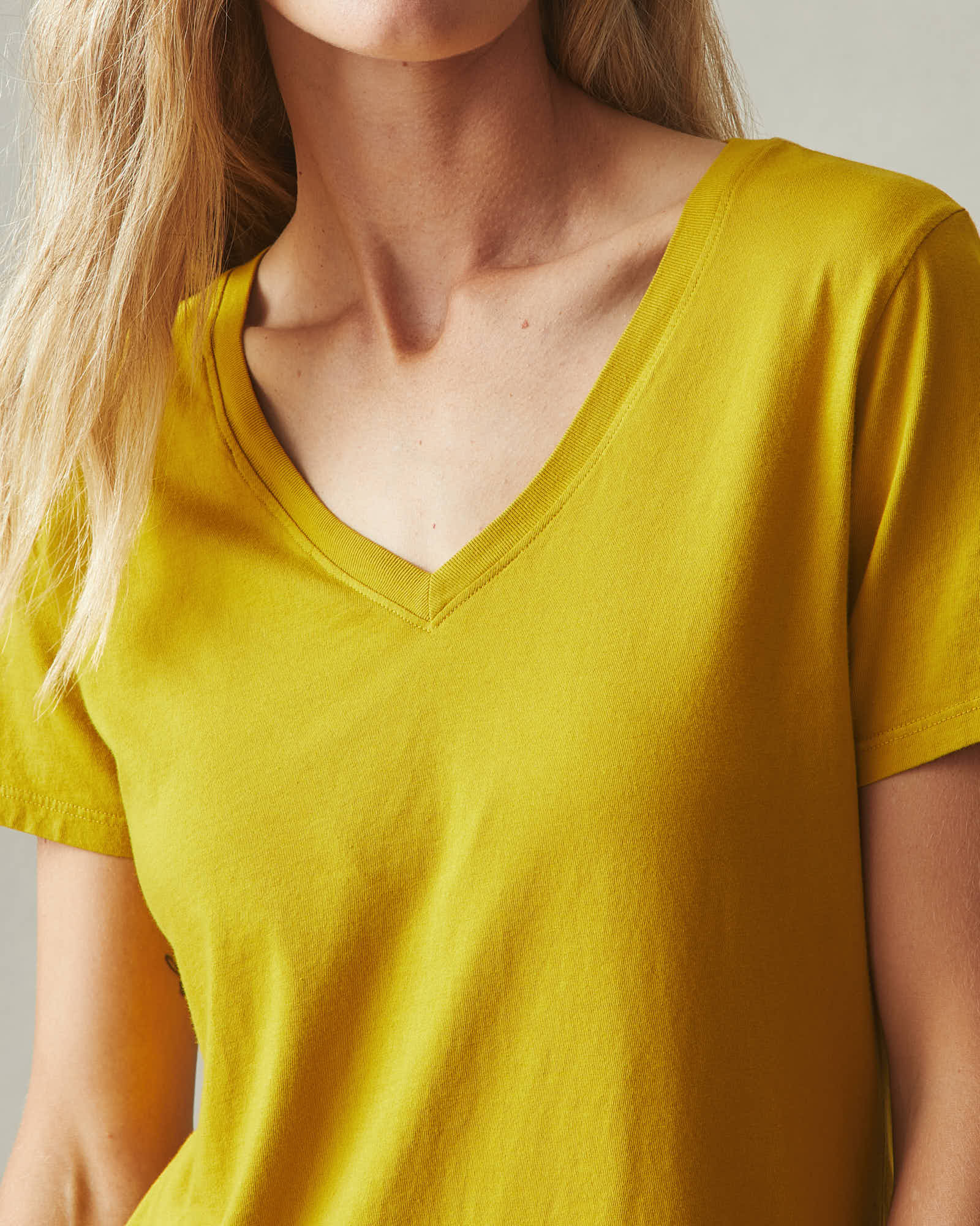 Women's Classic Cotton V-Neck Tee - Golden Palm - Image 3