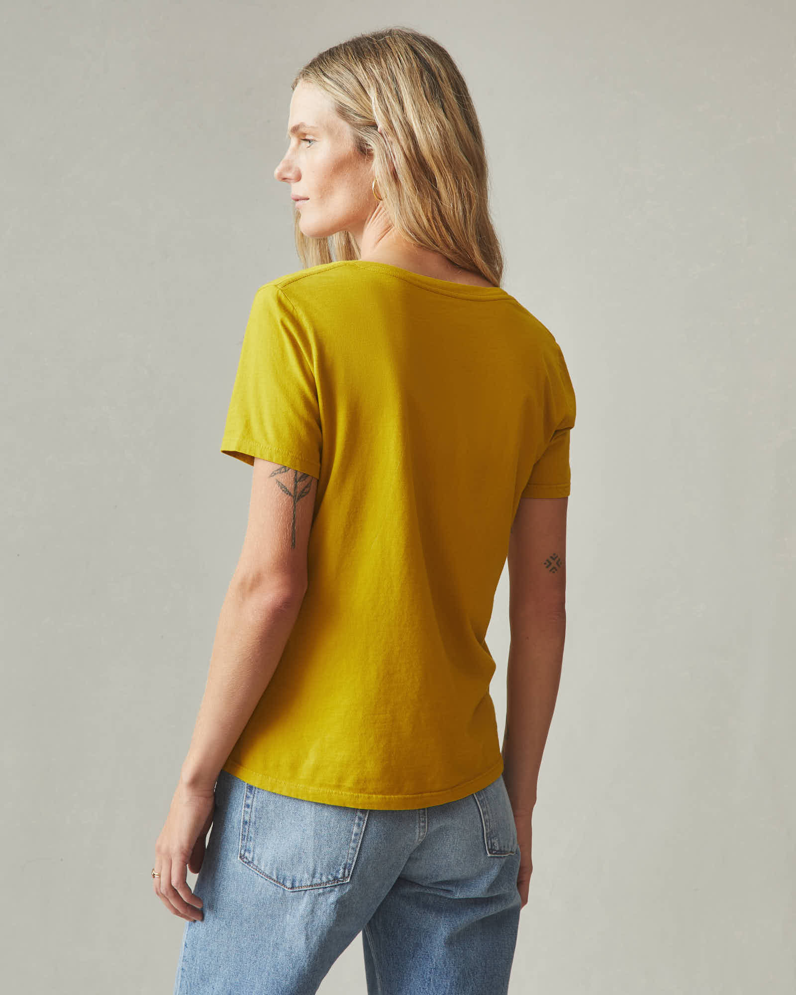 Women's Classic Cotton V-Neck Tee - Golden Palm - Image 5