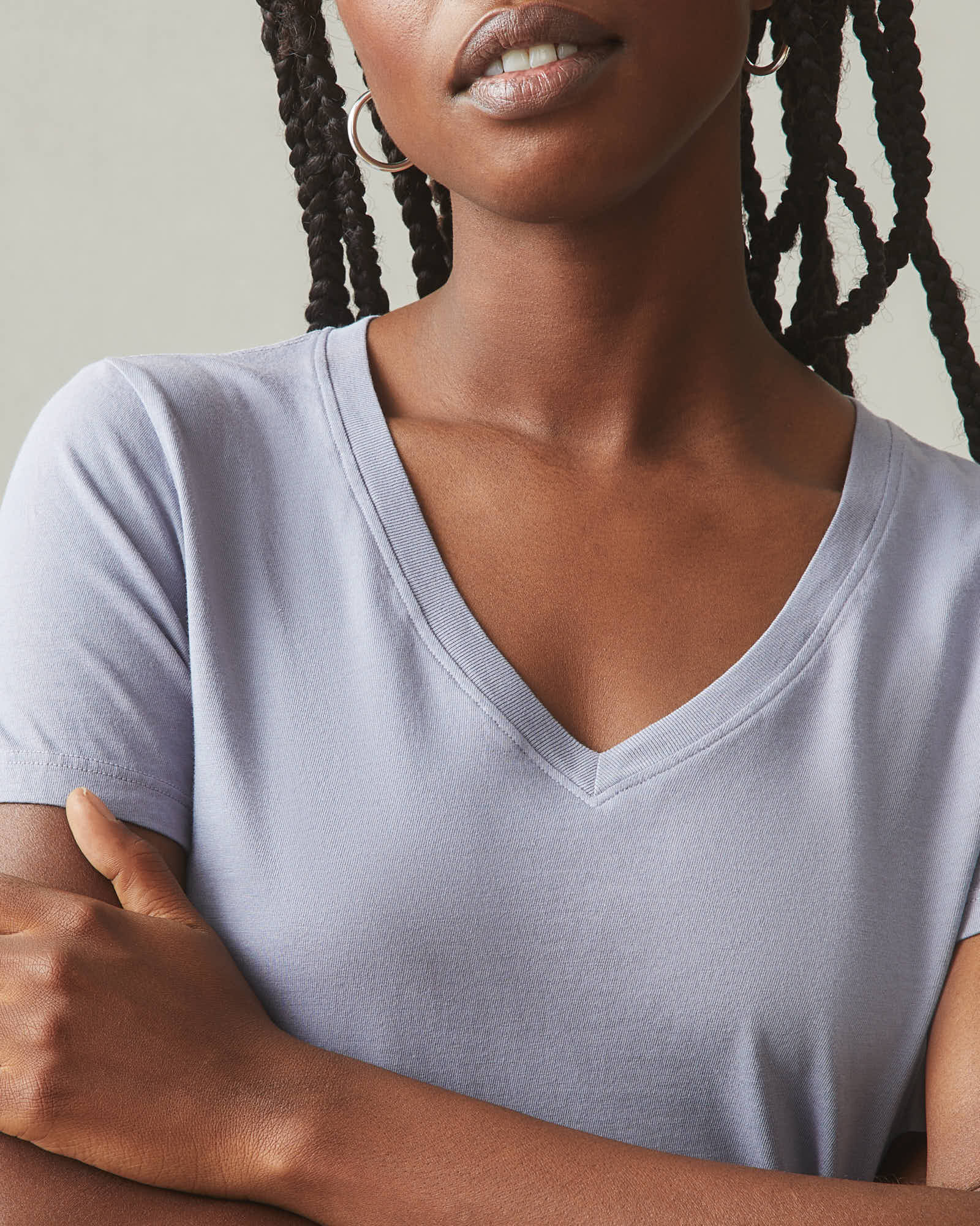 Women's Classic Cotton V-Neck Tee - Grey Lavender - Image 2