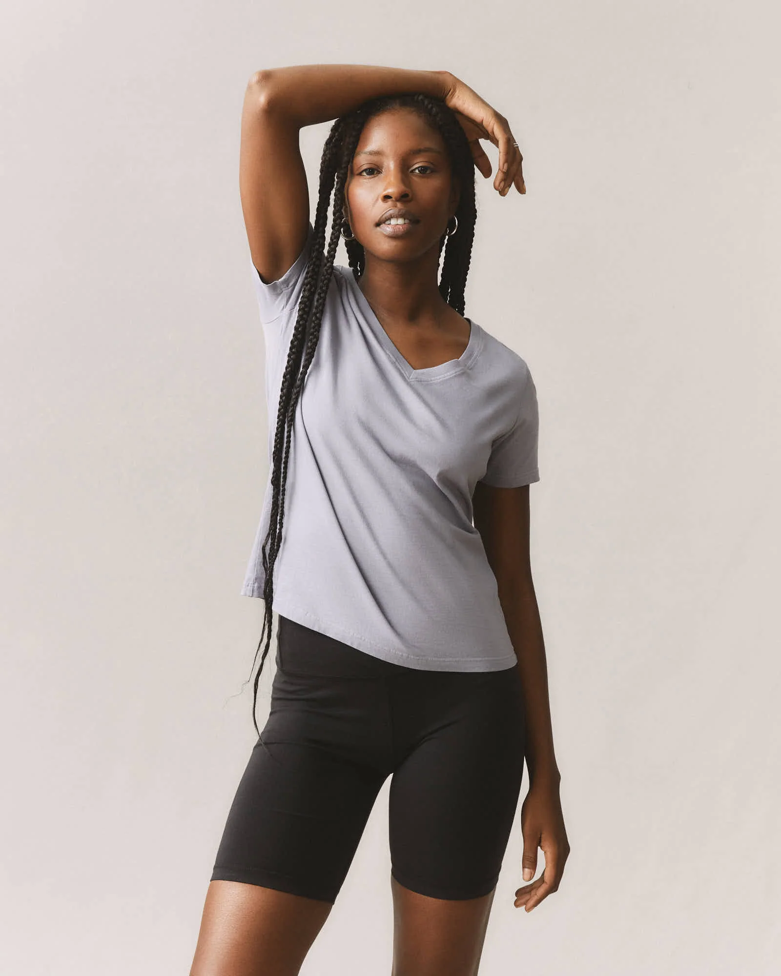 Women's Classic Cotton V-Neck Tee - Grey Lavender - Image 4