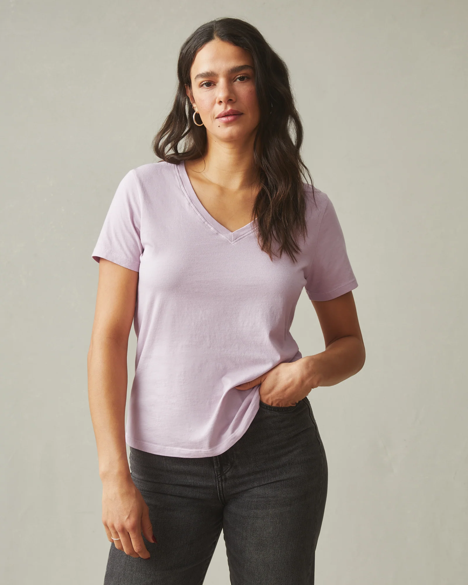 Women's Classic Cotton V-Neck Tee - Keepsake Lilac - Image 2