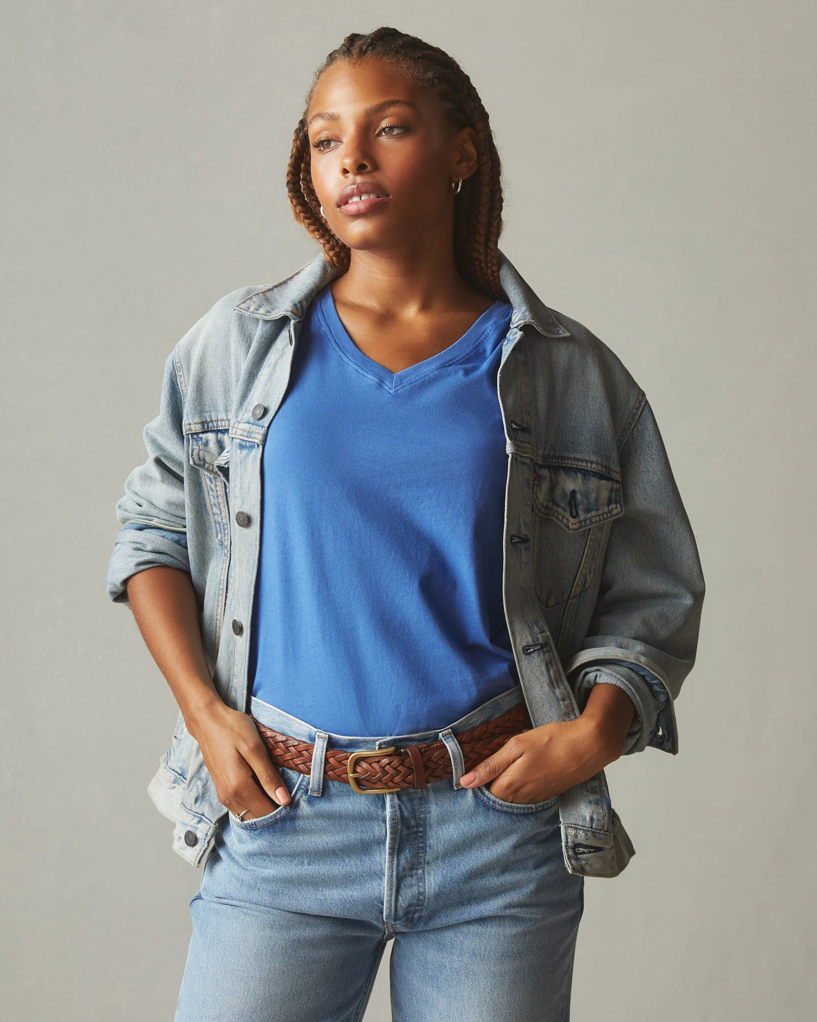 Women's Classic Cotton V-Neck Tee - Novean Navy - Image 4