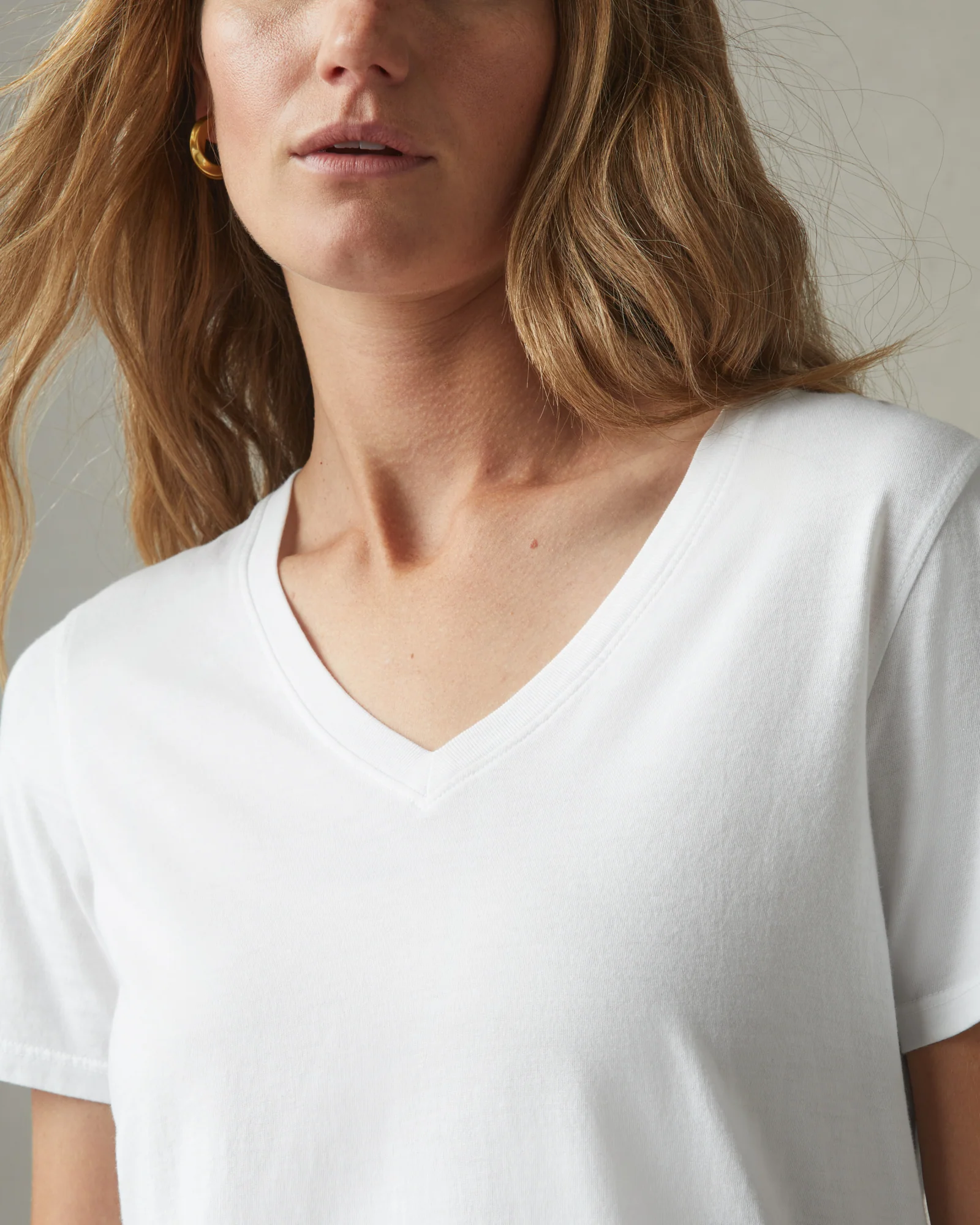 Women's Classic Cotton V-Neck Tee - White - old - Image 5