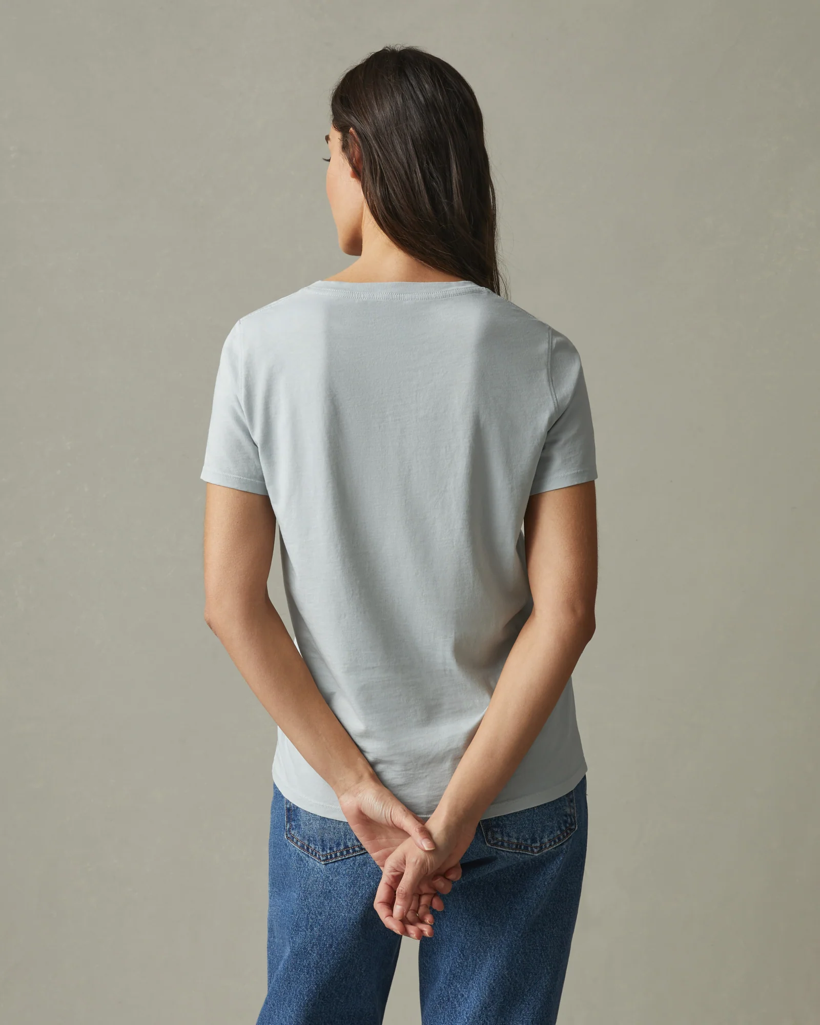 Women's Classic Cotton V-Neck Tee - Pearl Blue - Image 3