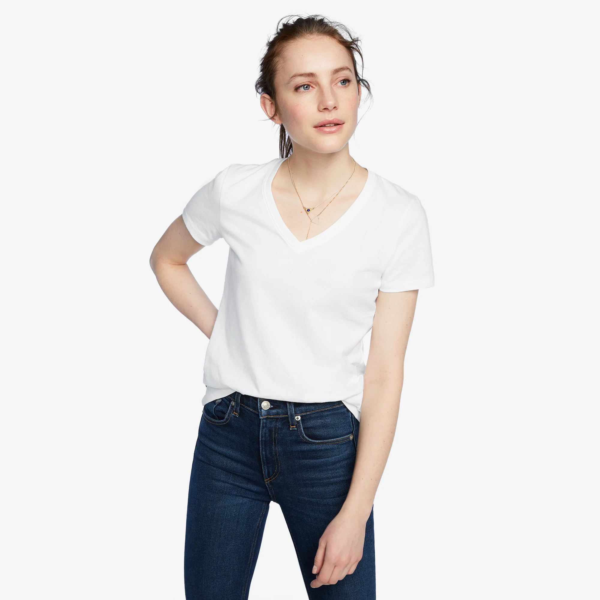 Women's Classic Cotton V-Neck Tee - White