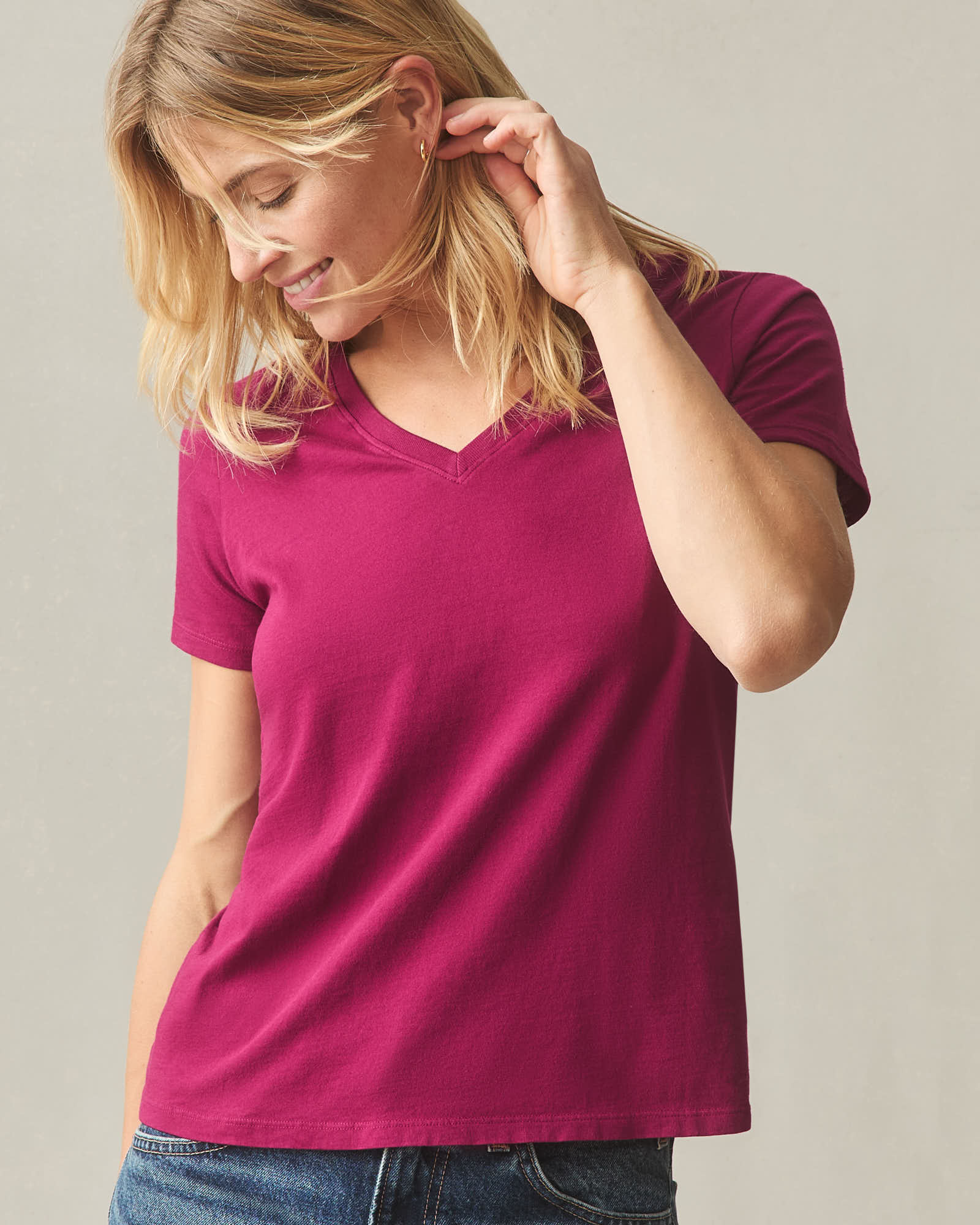 Women's Classic Cotton V-Neck Tee - Cherries Jubilee - Image 4