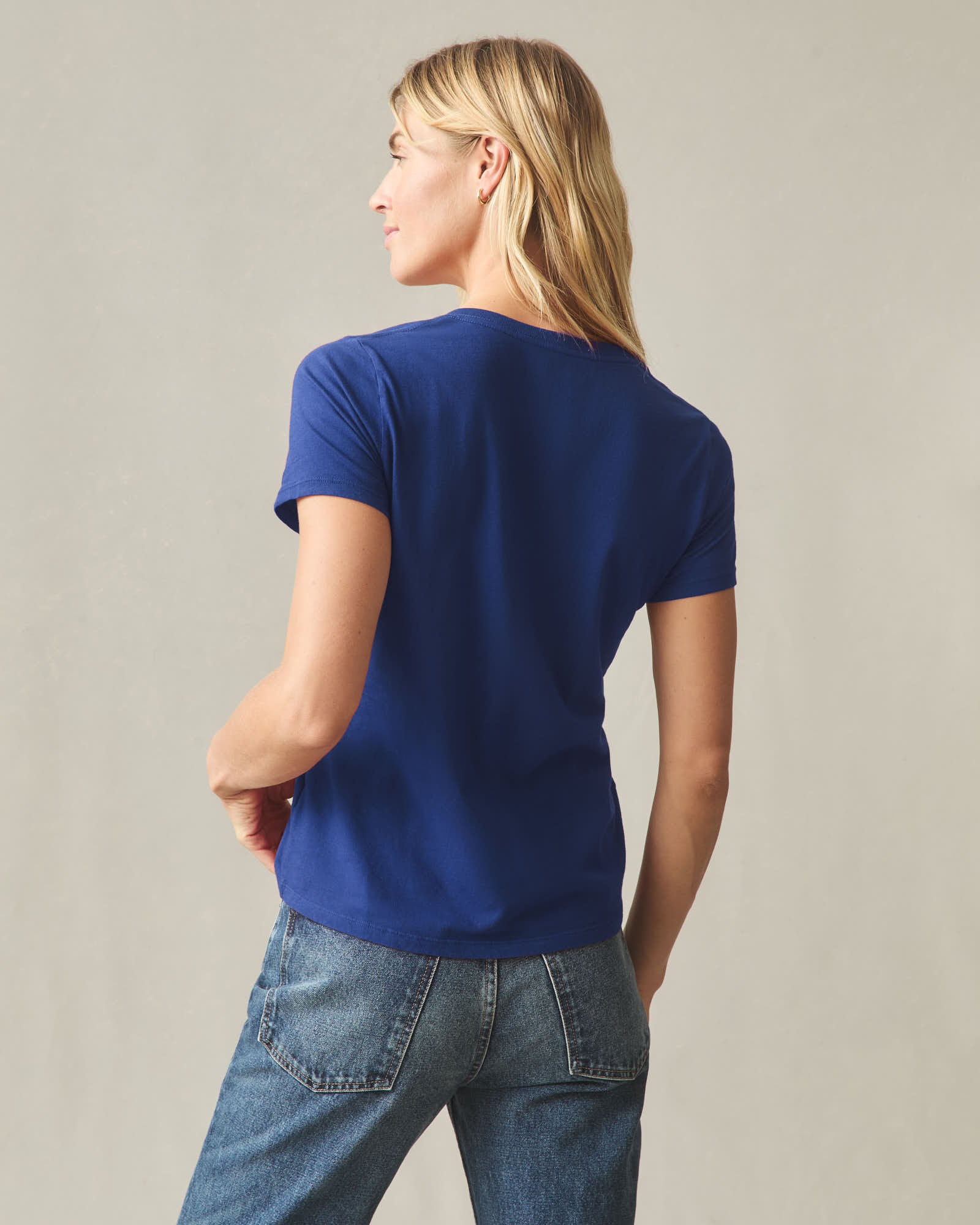 Women's Classic Cotton V-Neck Tee - Estate Blue - Image 2