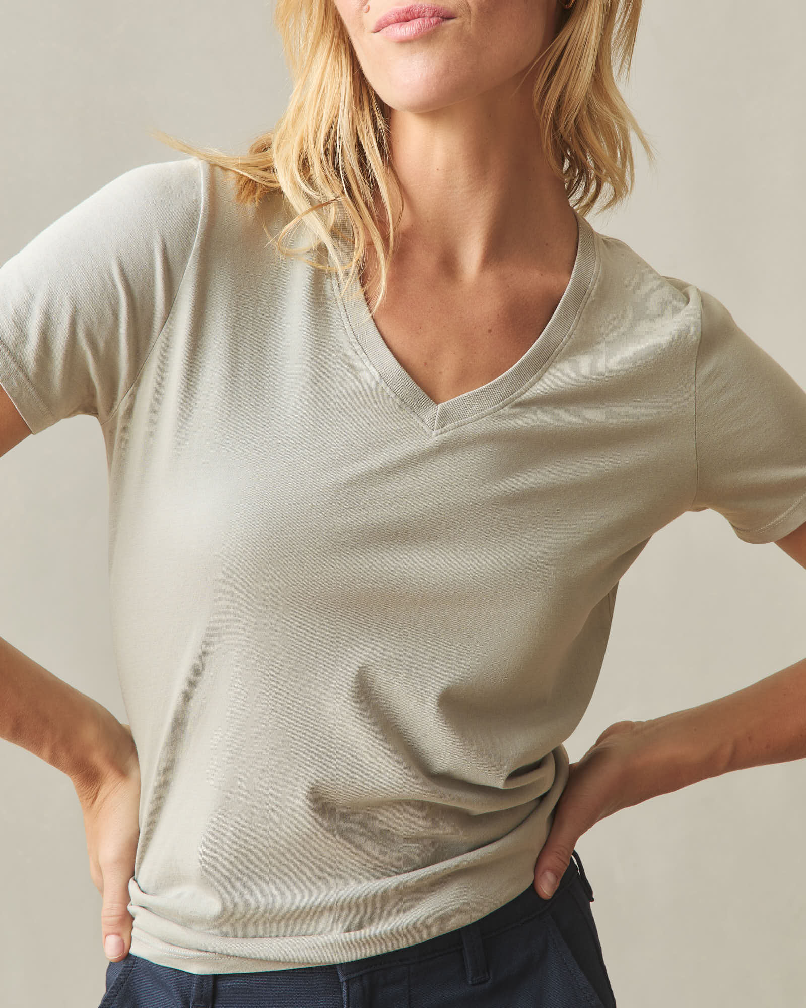 Women's Classic Cotton V-Neck Tee - Feather Grey - Image 3