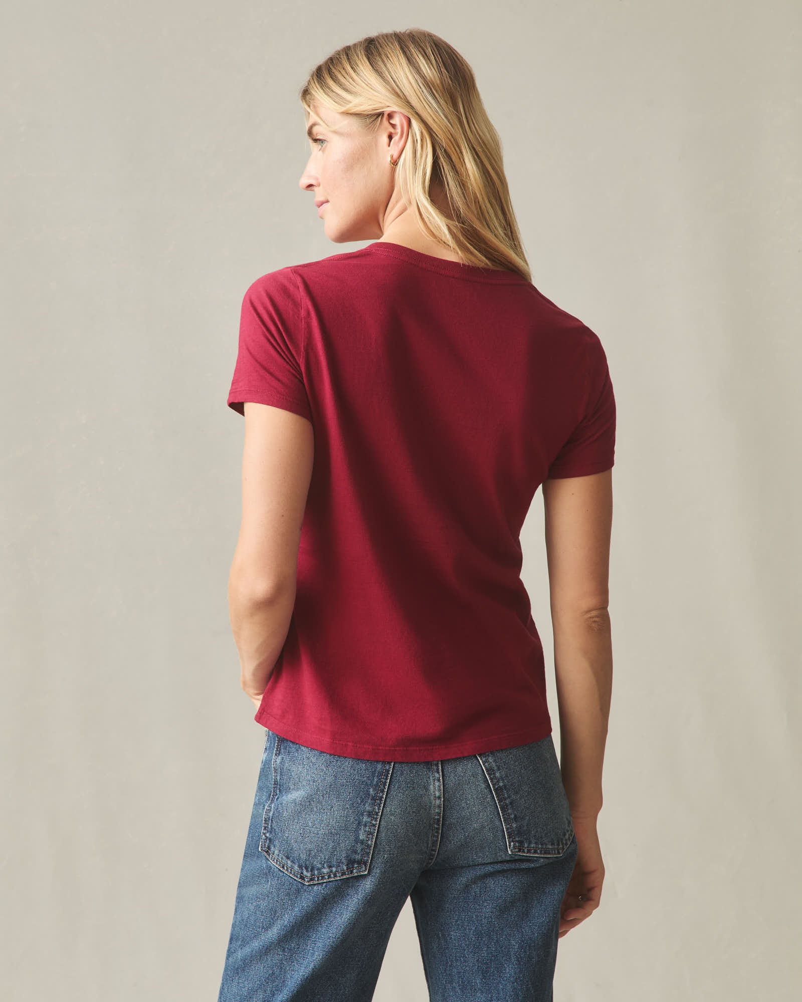 Women's Classic Cotton V-Neck Tee - Syrah - Image 2