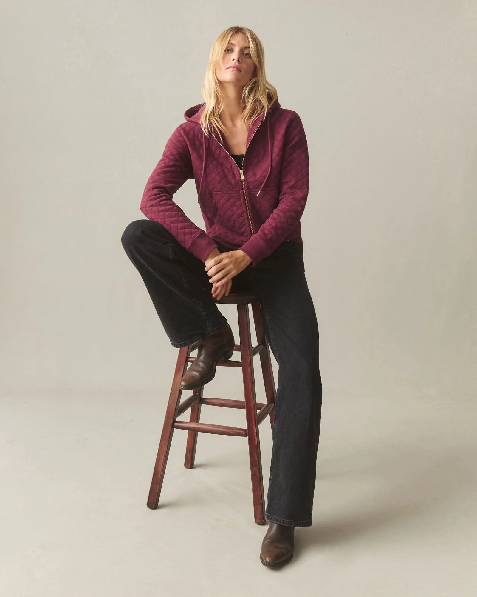 Women's Diamond Stitch Classic Full Zip 2.0  - Pomegranate - Image 5