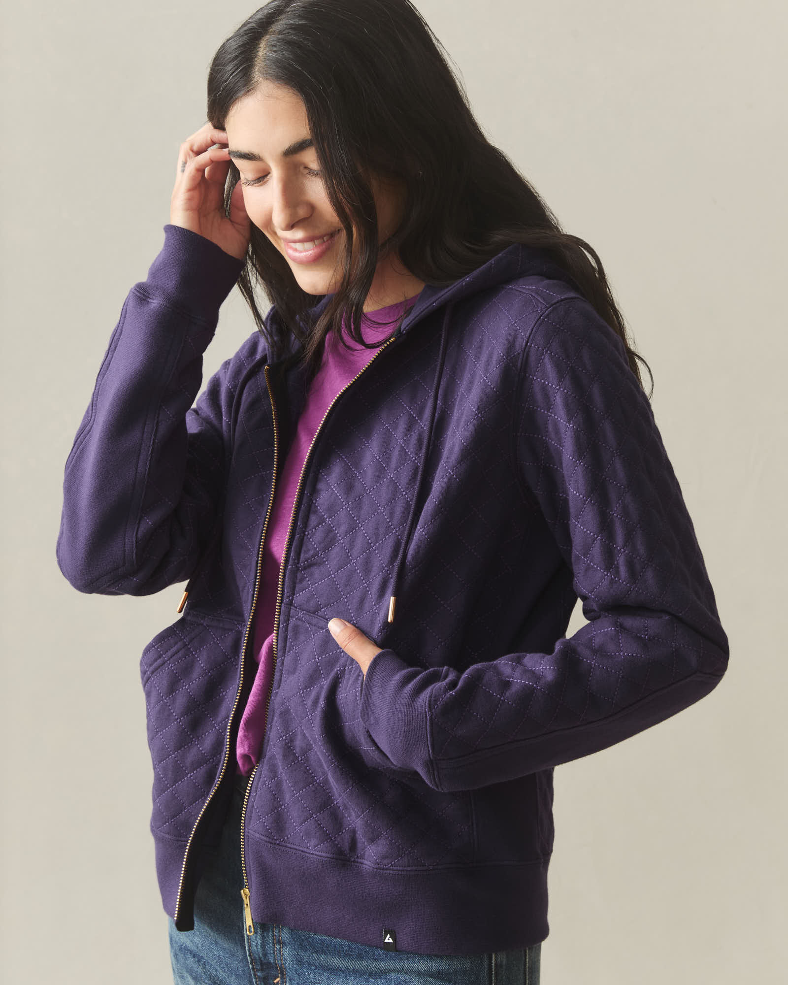 Women's Diamond Stitch Classic Full Zip 2.0 - Purple Velvet - Image 3