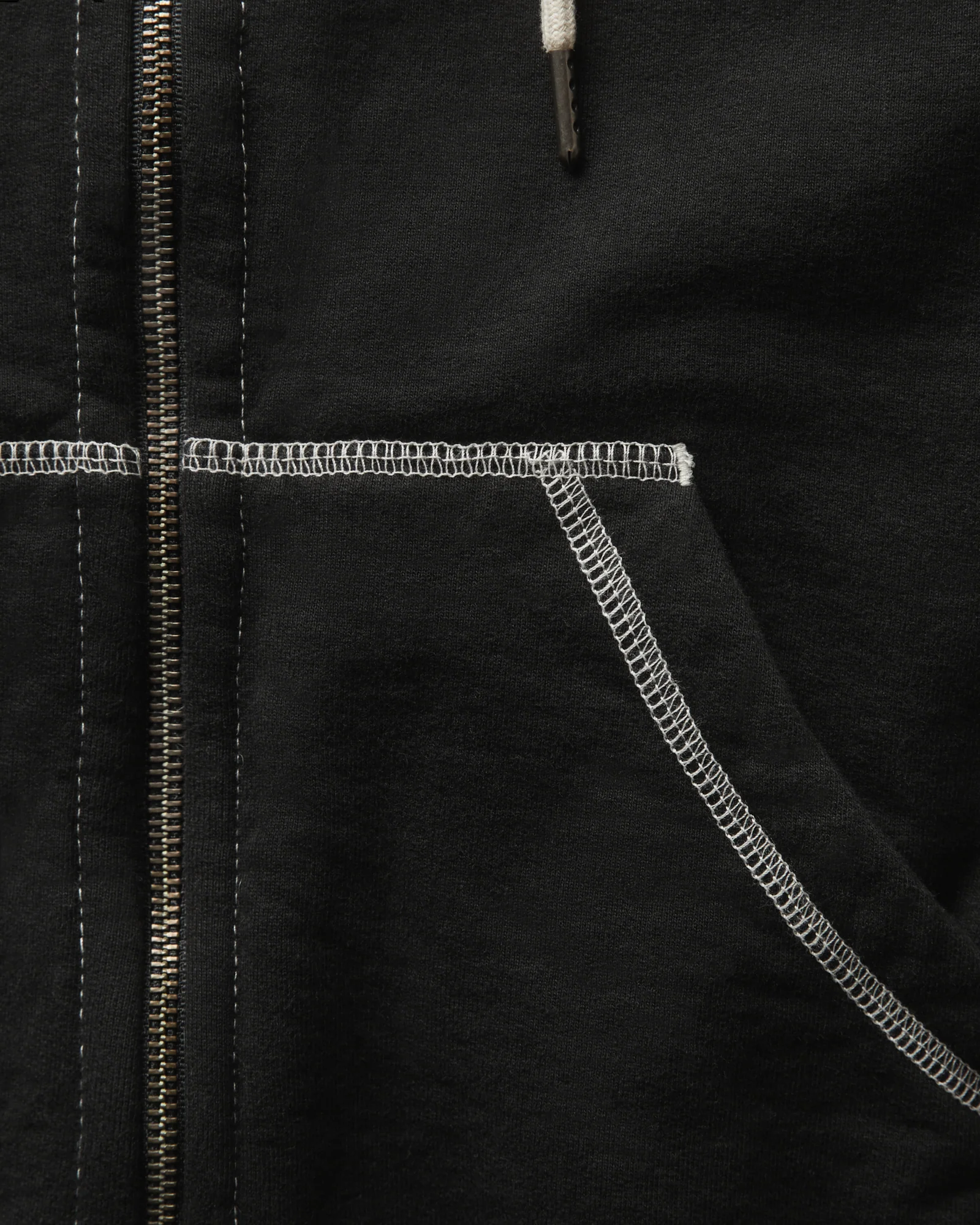 Women's Classic Full Zip - Contrast Stitch - Black - Image 3