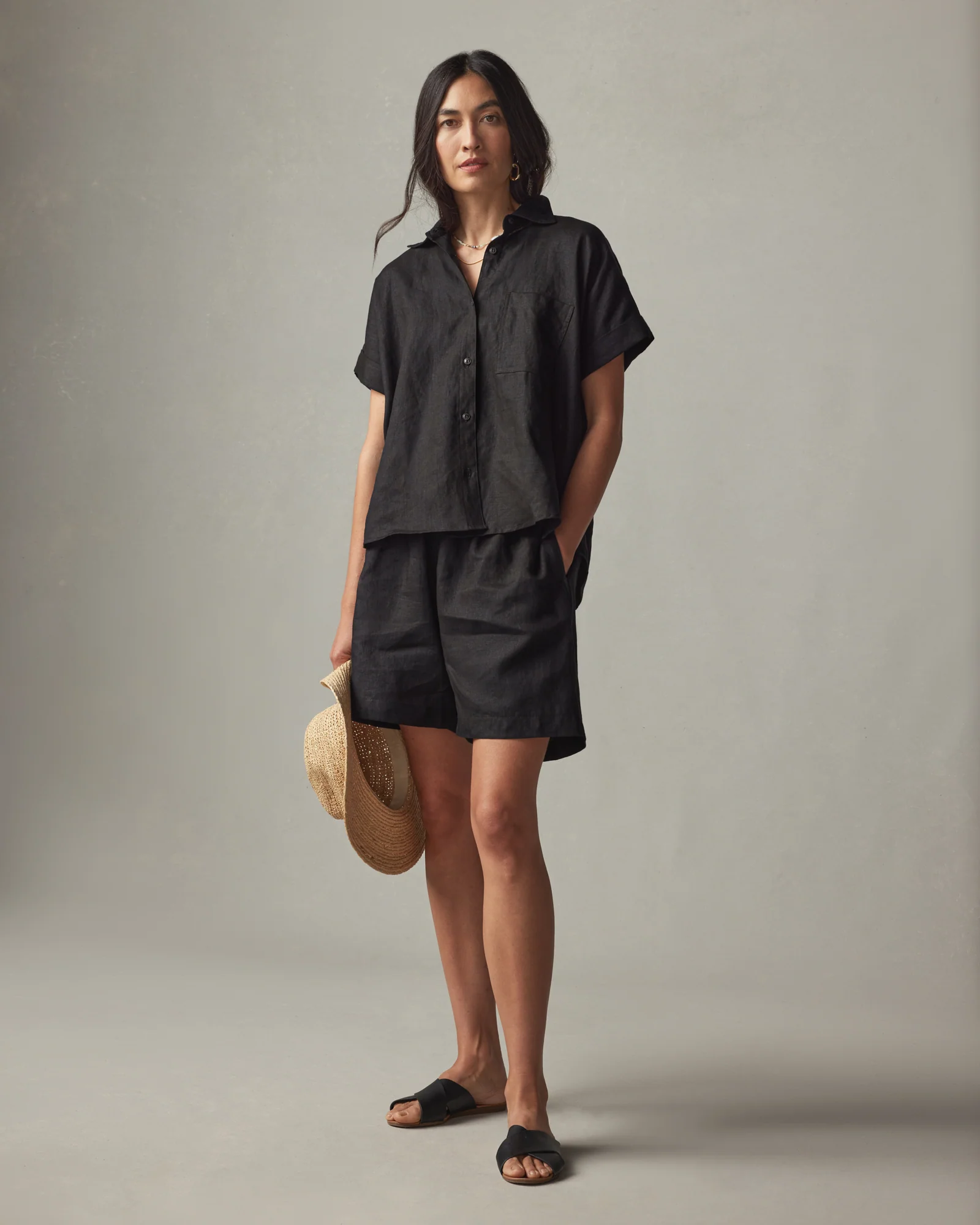 Women's Linen Shirt - Meteorite - Image 5