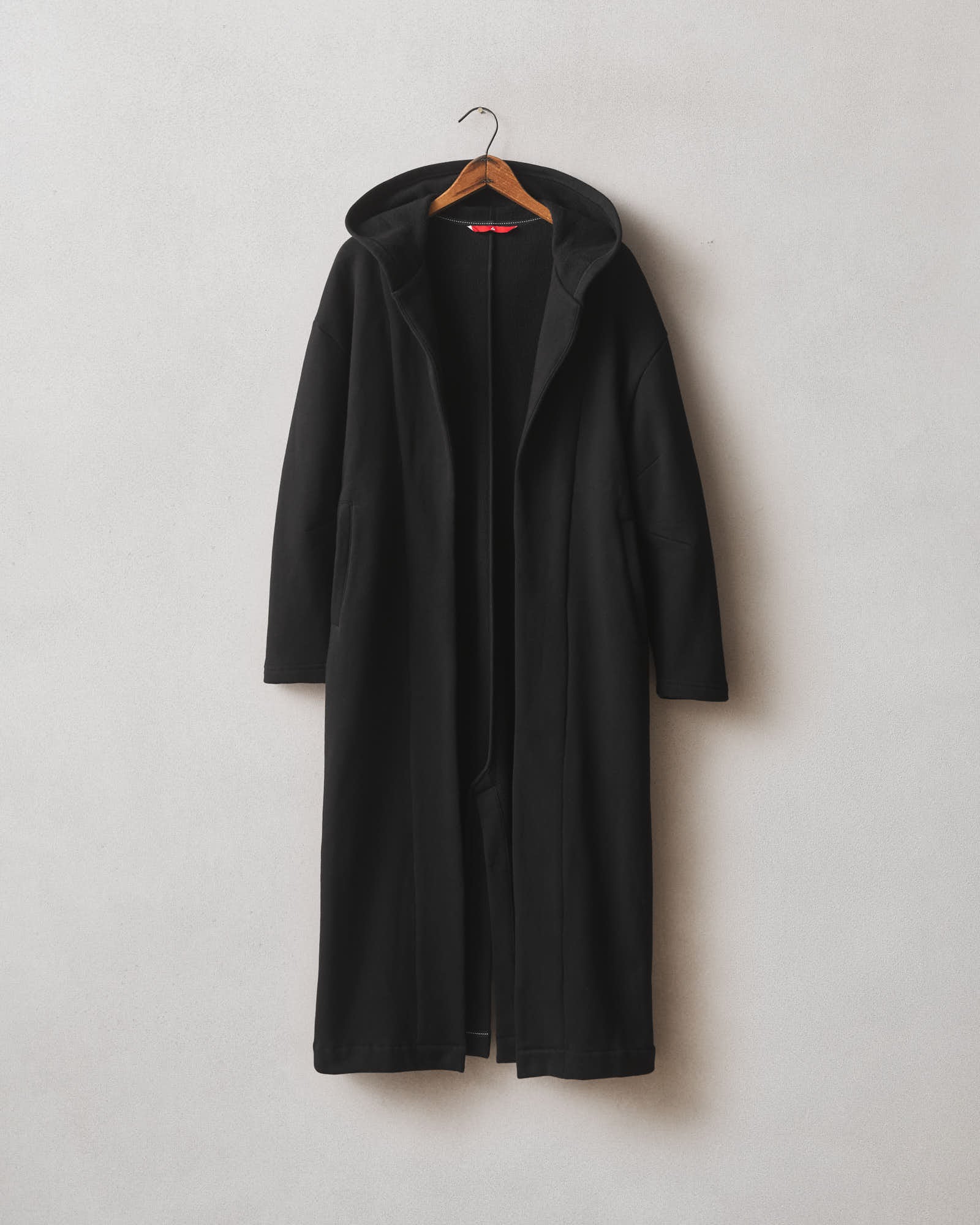 Women's Fleece Long Coat - Black - Image 8