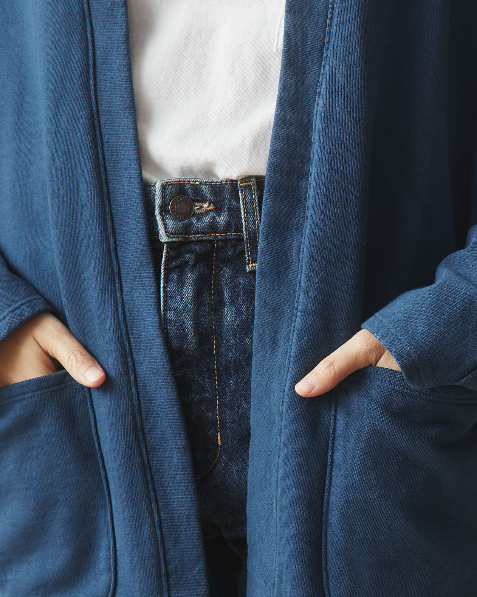 Women's French Terry Cardigan - Marine Navy - Image 3