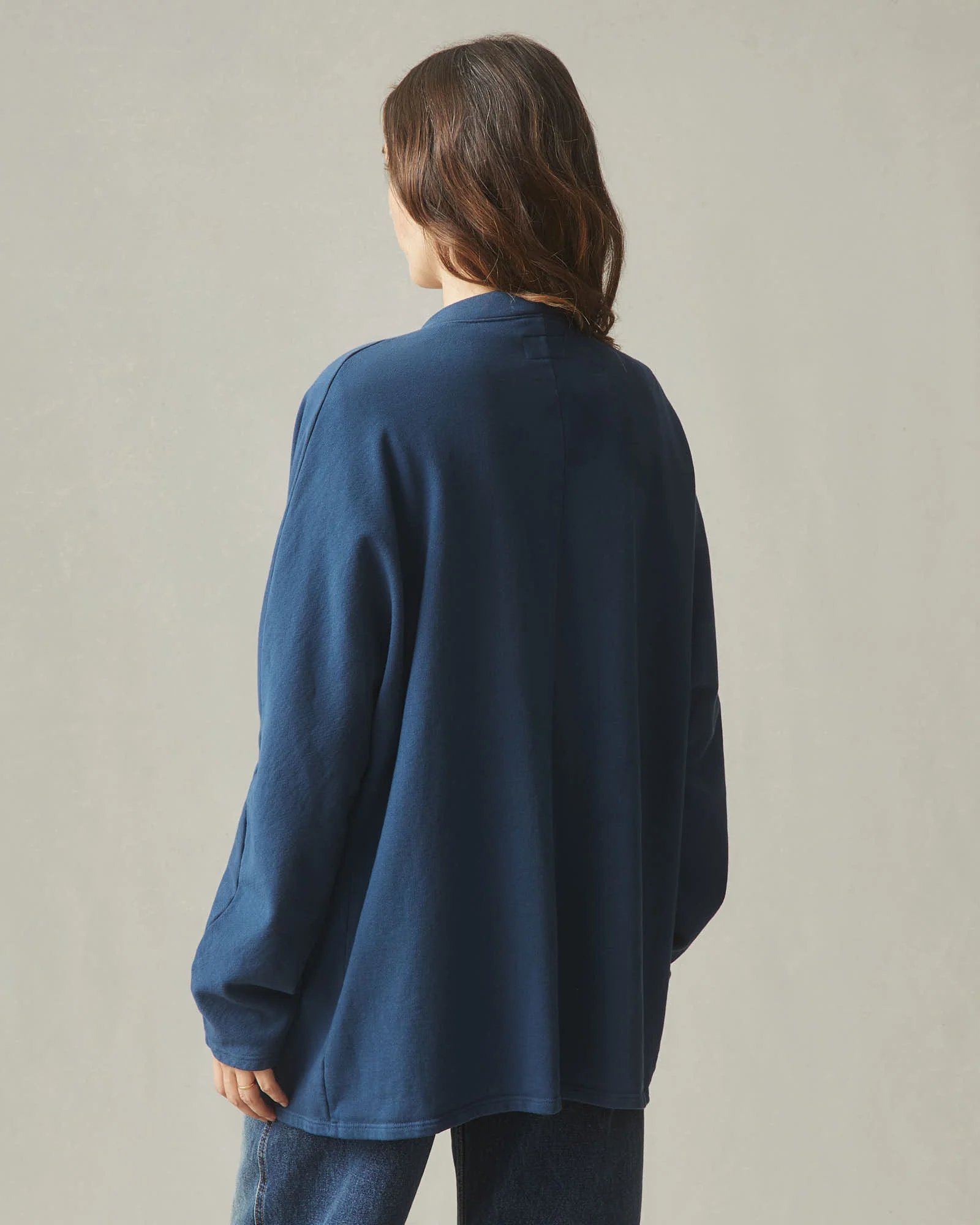 Women's French Terry Cardigan - Marine Navy - Image 5