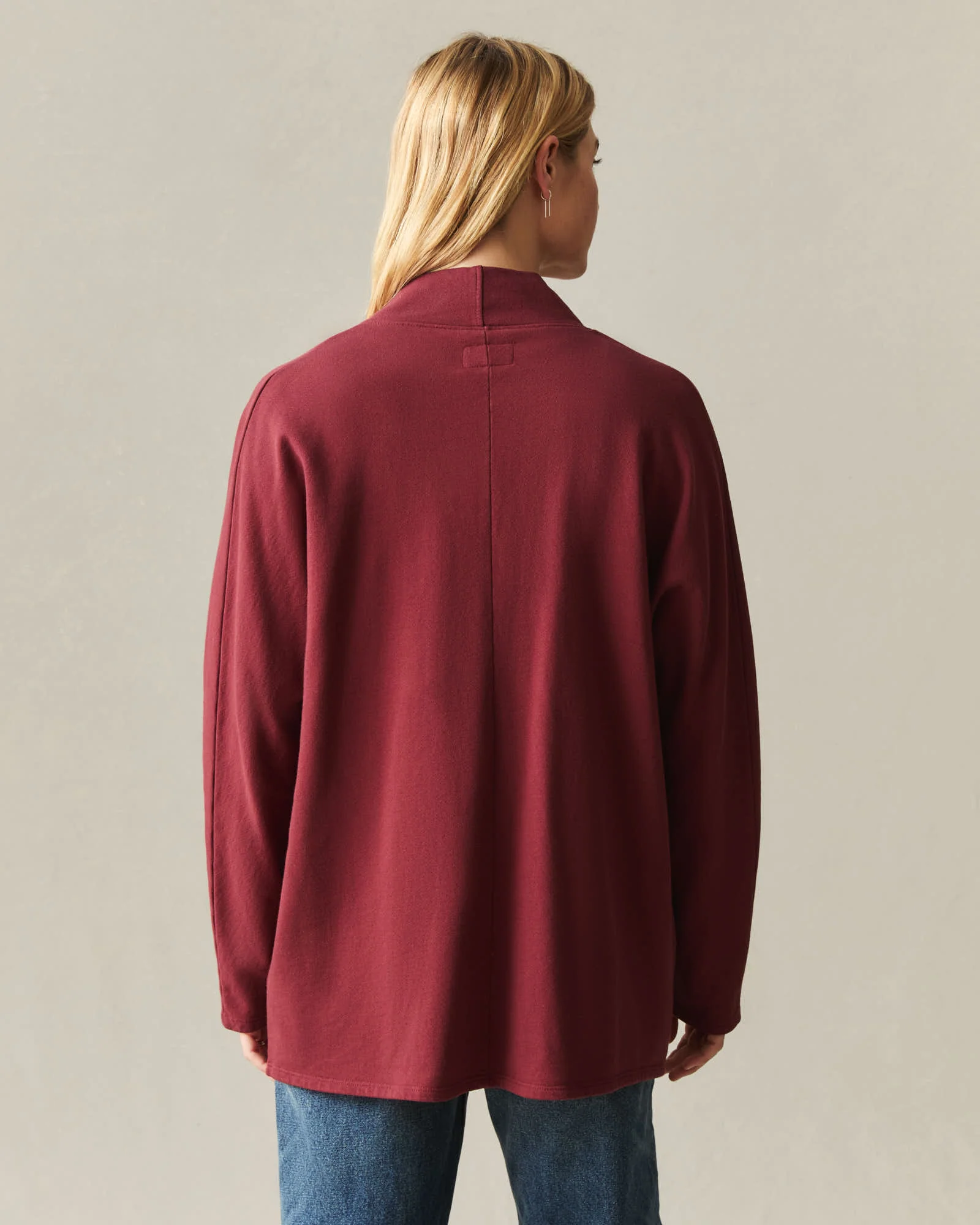 Women's French Terry Cardigan  - Syrah - Image 3